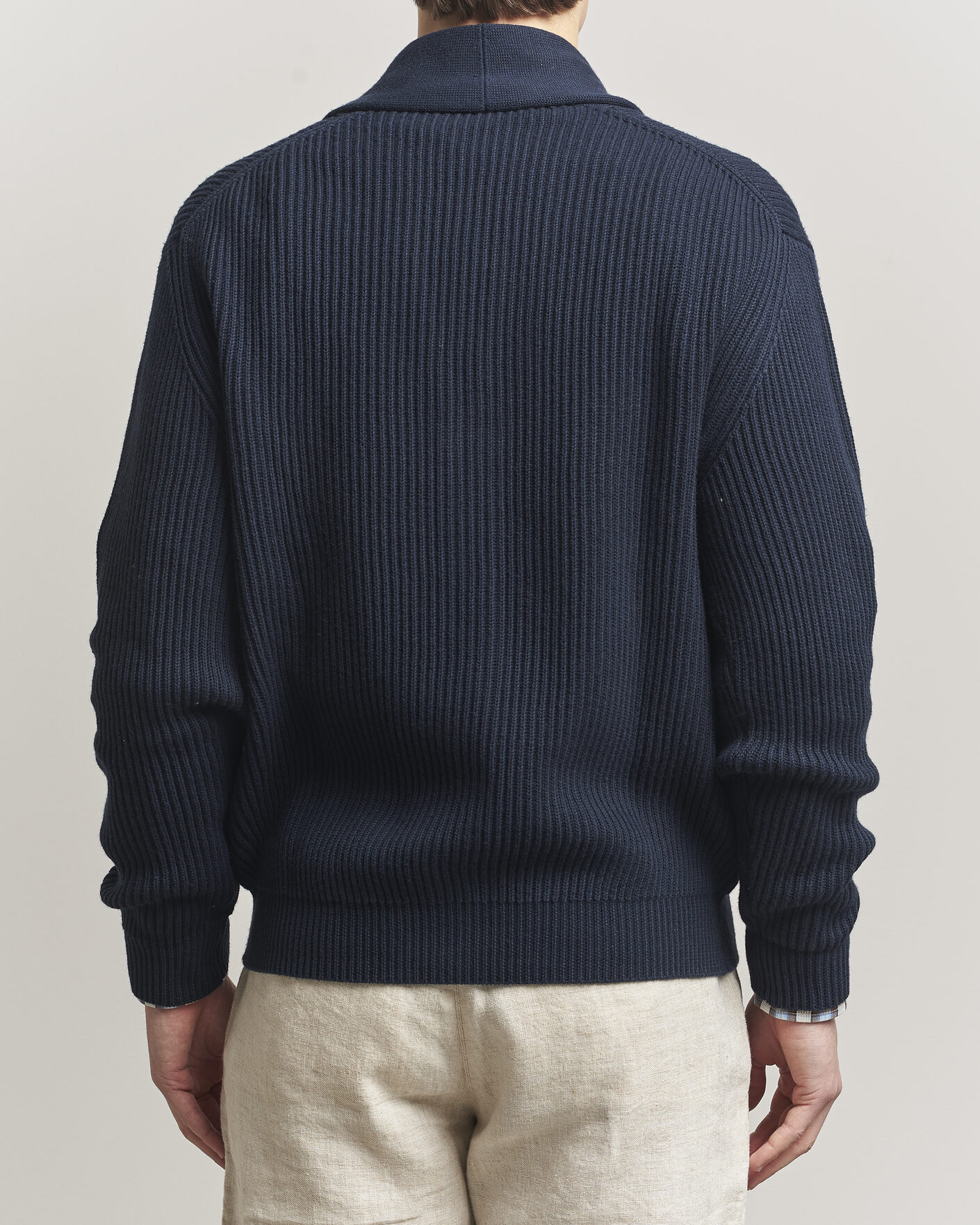 Mies | Puserot | Altea | Cotton/Cashmere Shawl Cardigan Navy