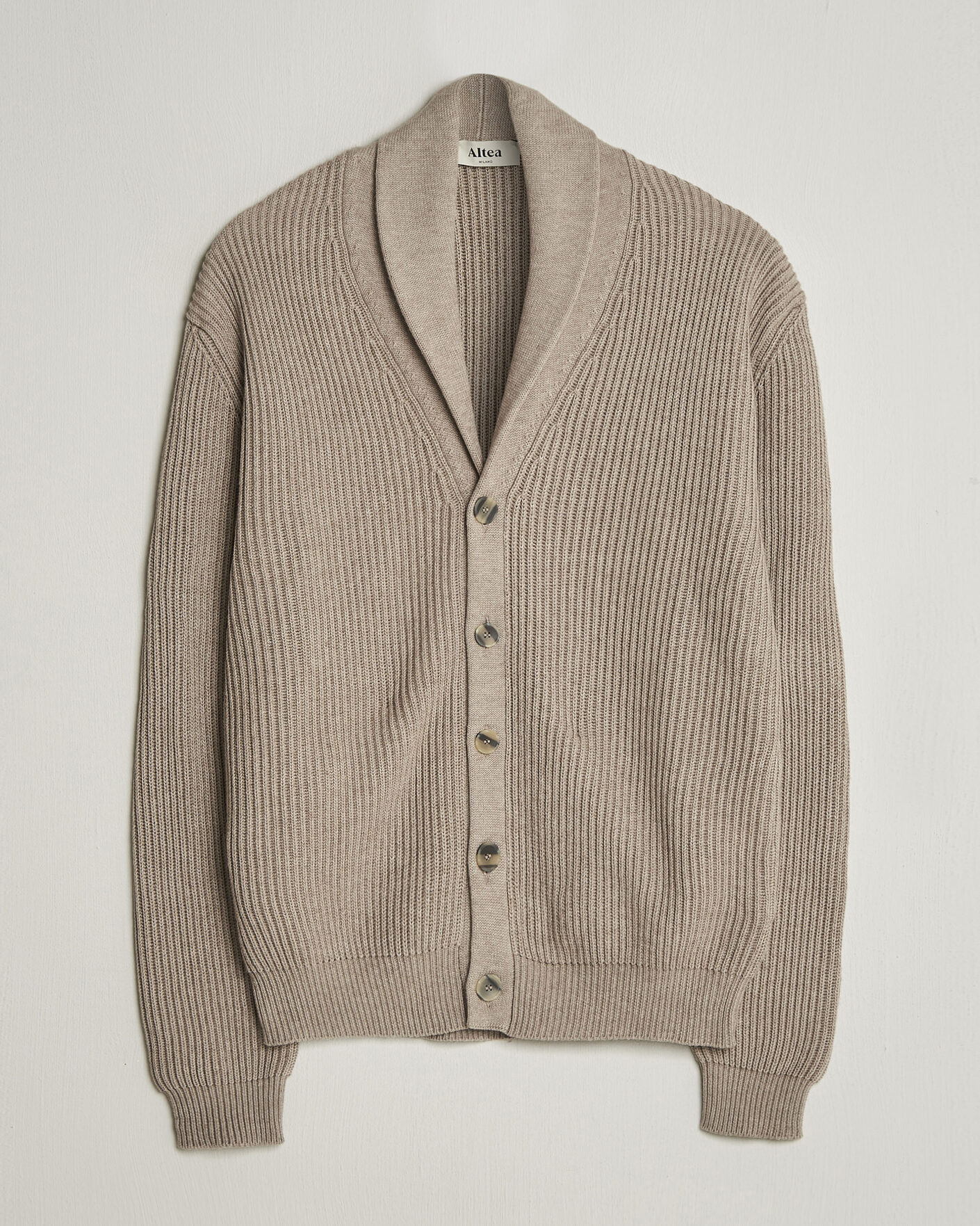 Mies | Puserot | Altea | Cotton/Cashmere Shawl Cardigan Taupe