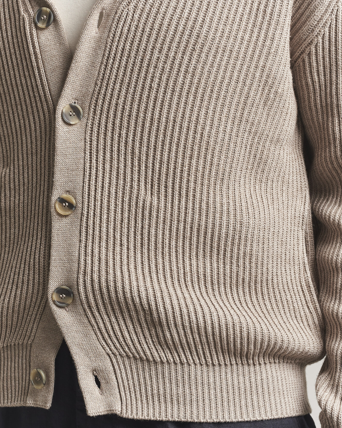 Mies | Puserot | Altea | Cotton/Cashmere Shawl Cardigan Taupe