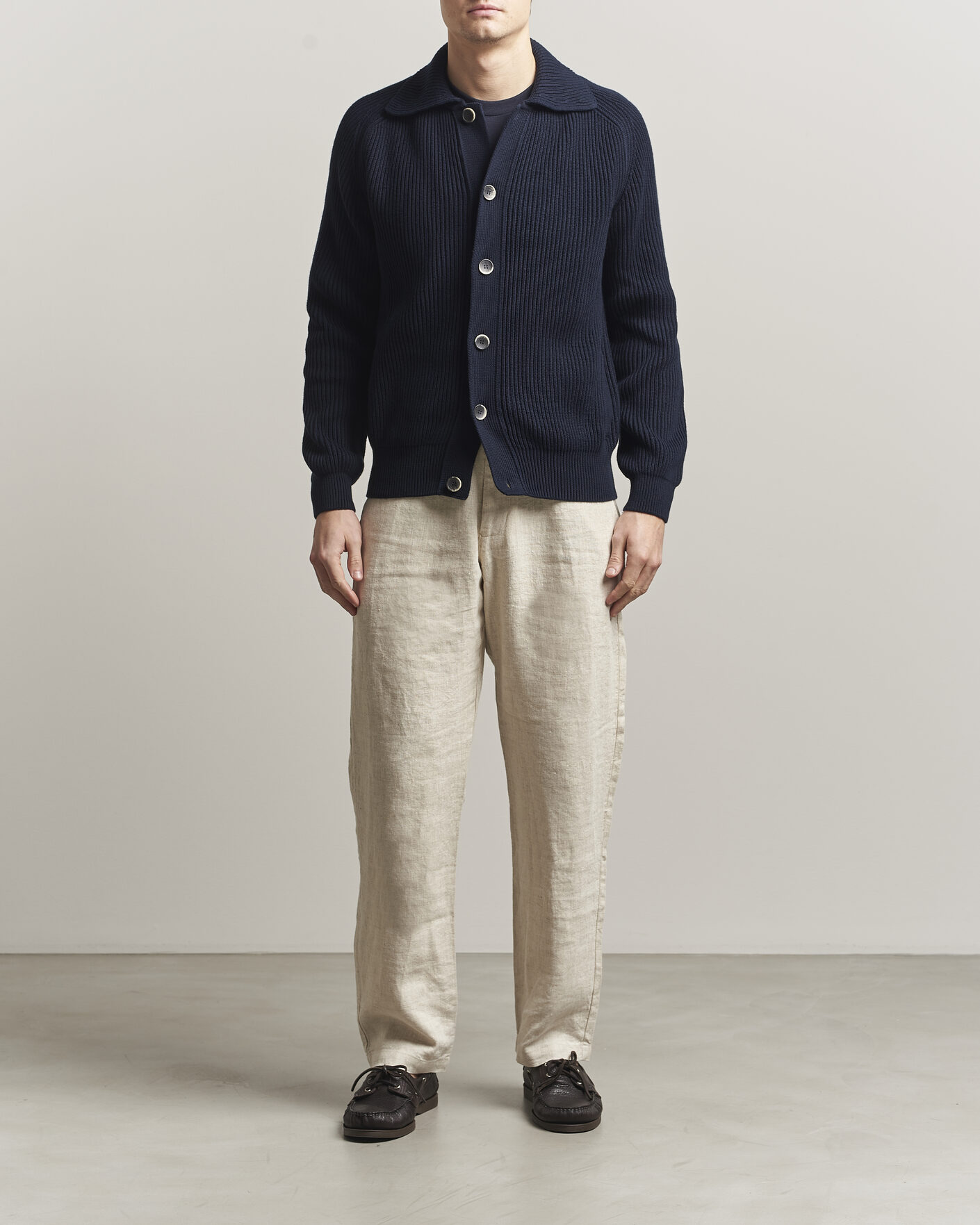 Mies | Puserot | Altea | Cotton Rib Cardigan Jacket Navy