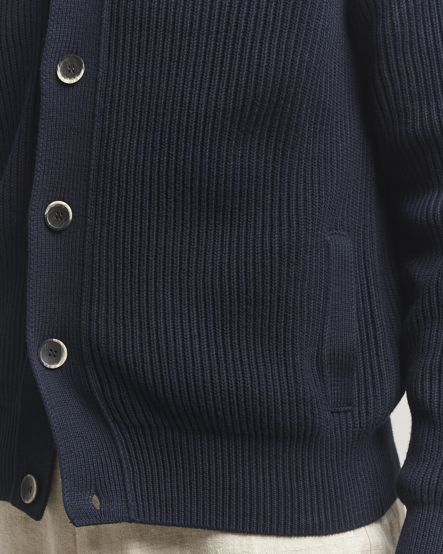 Mies | Puserot | Altea | Cotton Rib Cardigan Jacket Navy