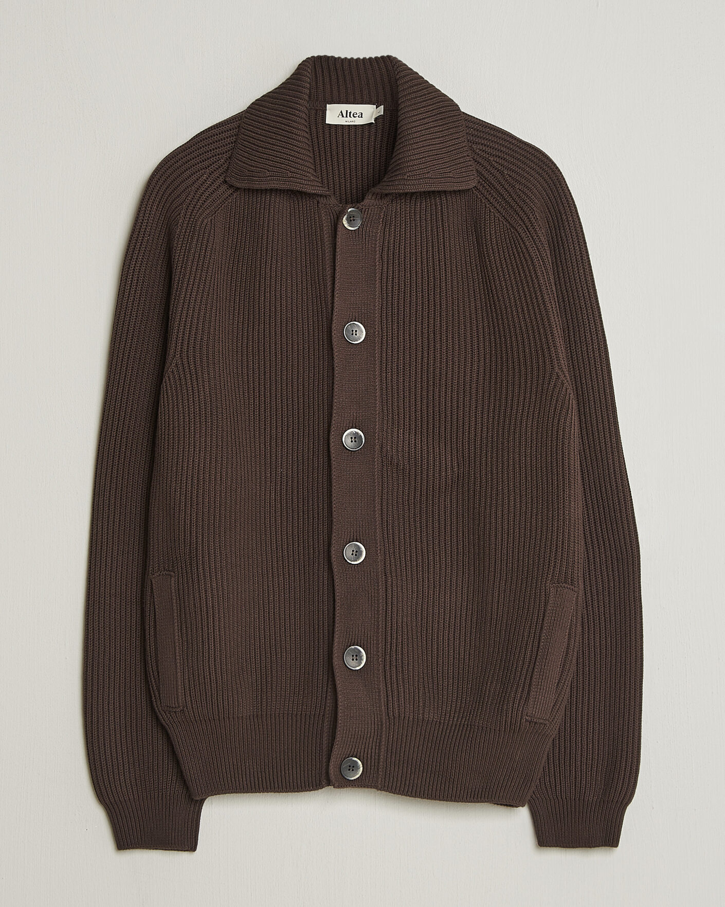 Mies | Puserot | Altea | Cotton Rib Cardigan Jacket Dark Brown