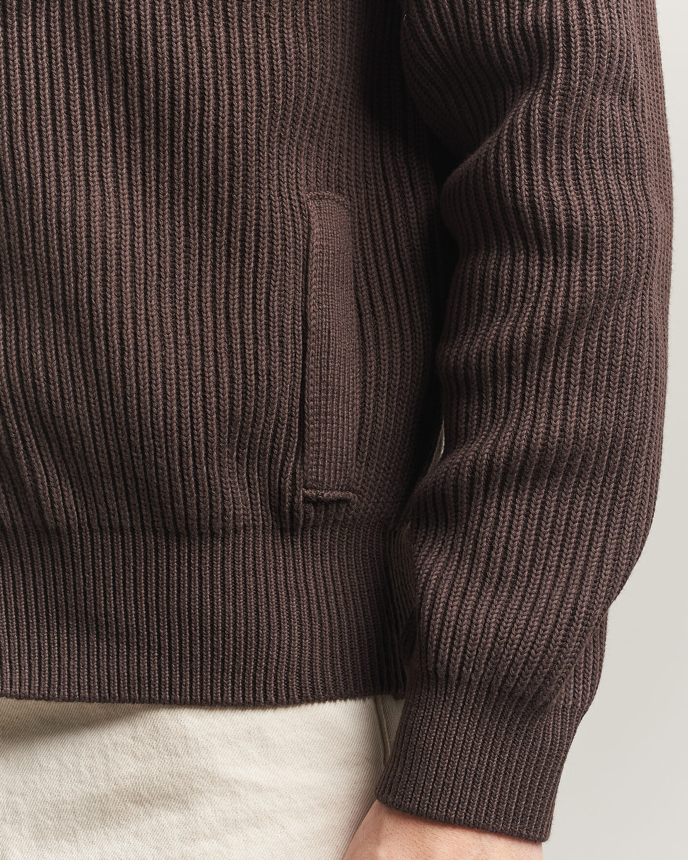 Mies | Puserot | Altea | Cotton Rib Cardigan Jacket Dark Brown