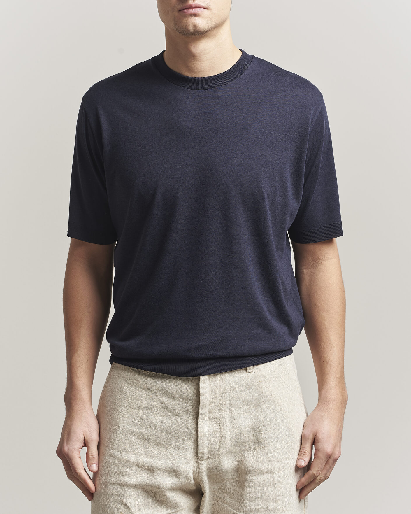 Mies | T-paidat | Altea | Cotton/Stretch Knitted T-Shirt Navy