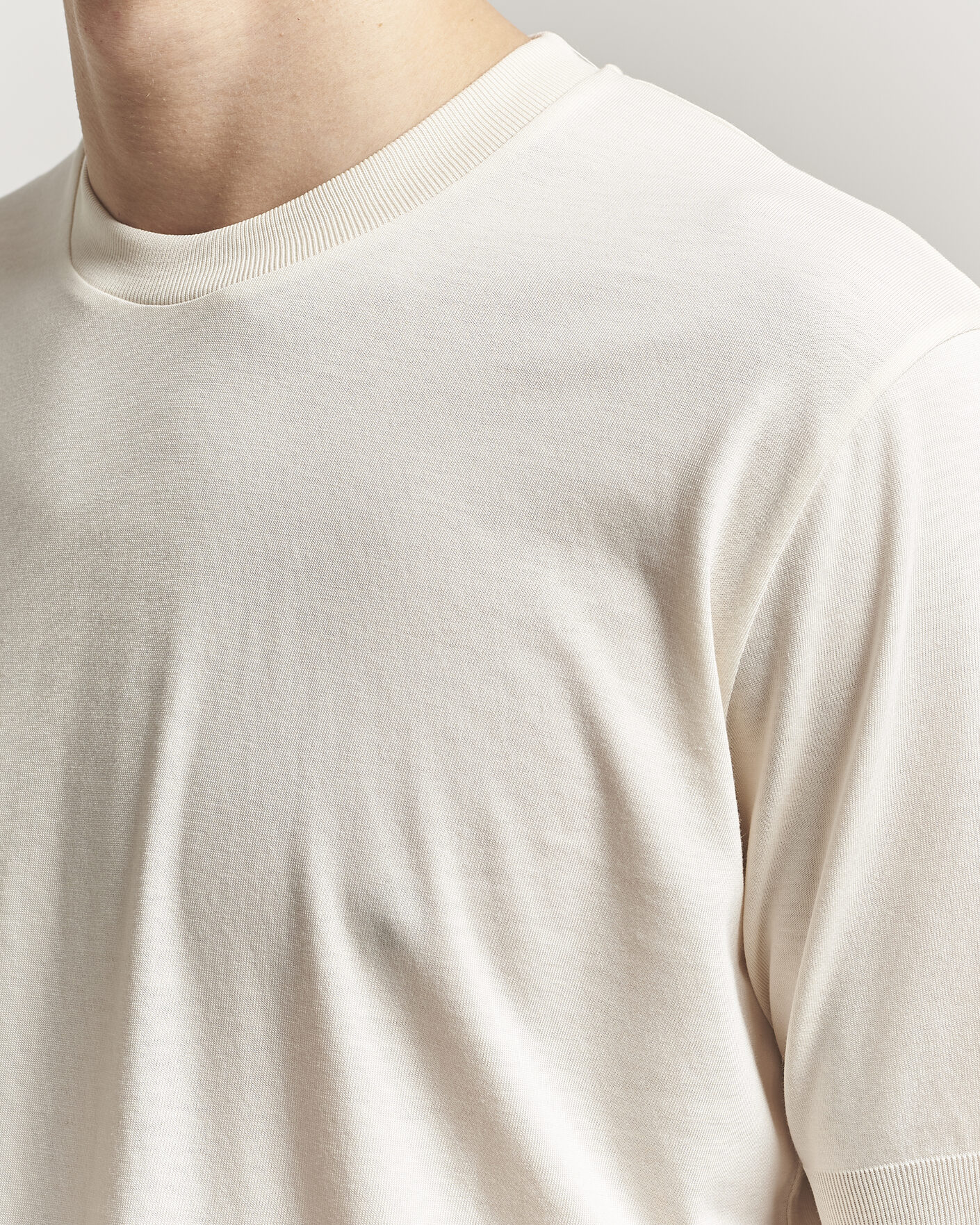 Mies | T-paidat | Altea | Cotton/Stretch Knitted T-Shirt Off White