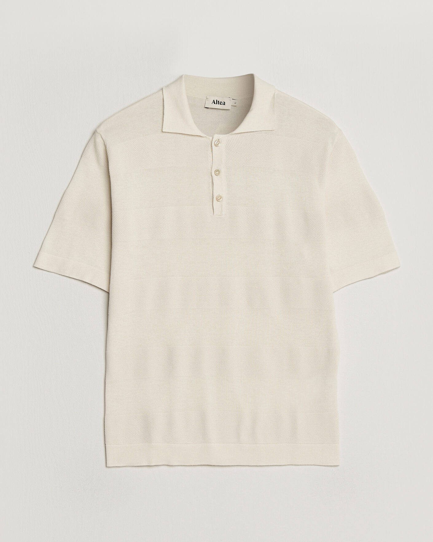 Mies | Pikeet | Altea | Block Stripe Knitted Polo Off White