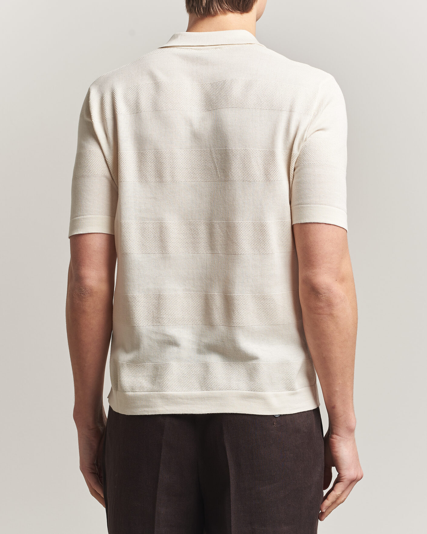 Mies | Pikeet | Altea | Block Stripe Knitted Polo Off White