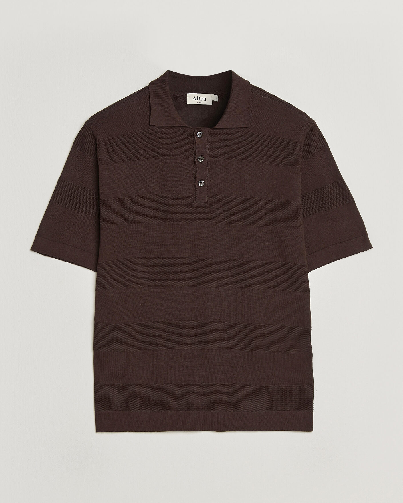 Mies | Pikeet | Altea | Block Stripe Knitted Polo Dark Brown