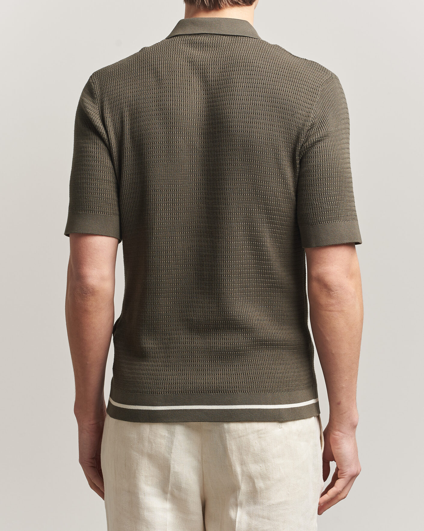 Mies | Kauluspaidat | Altea | Bamboo Stitch Knitted Camp Shirt Dark Green