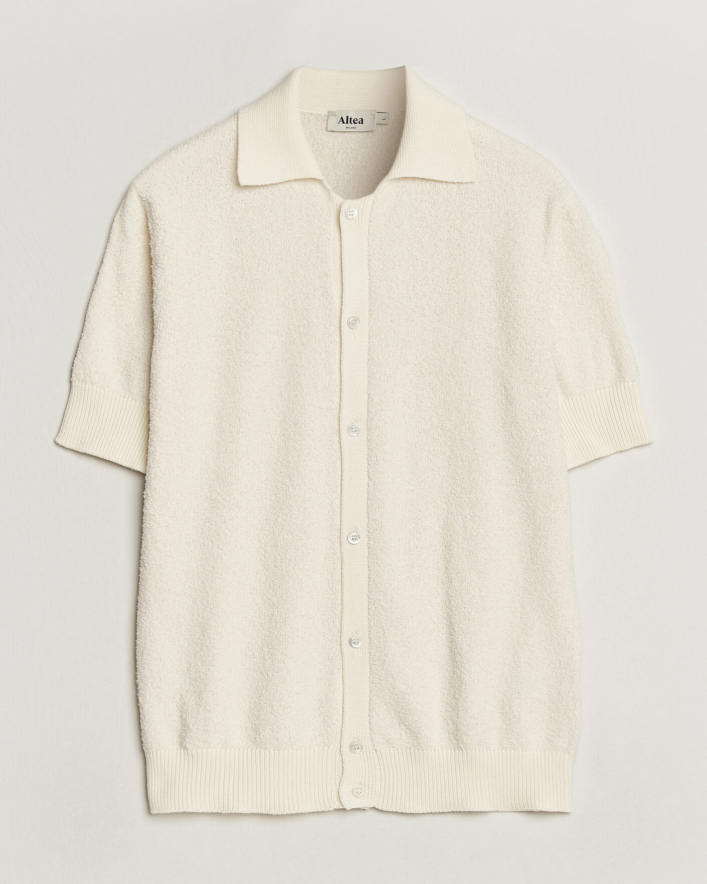 Mies | Kauluspaidat | Altea | Soft Boucle Resort Shirt Off White