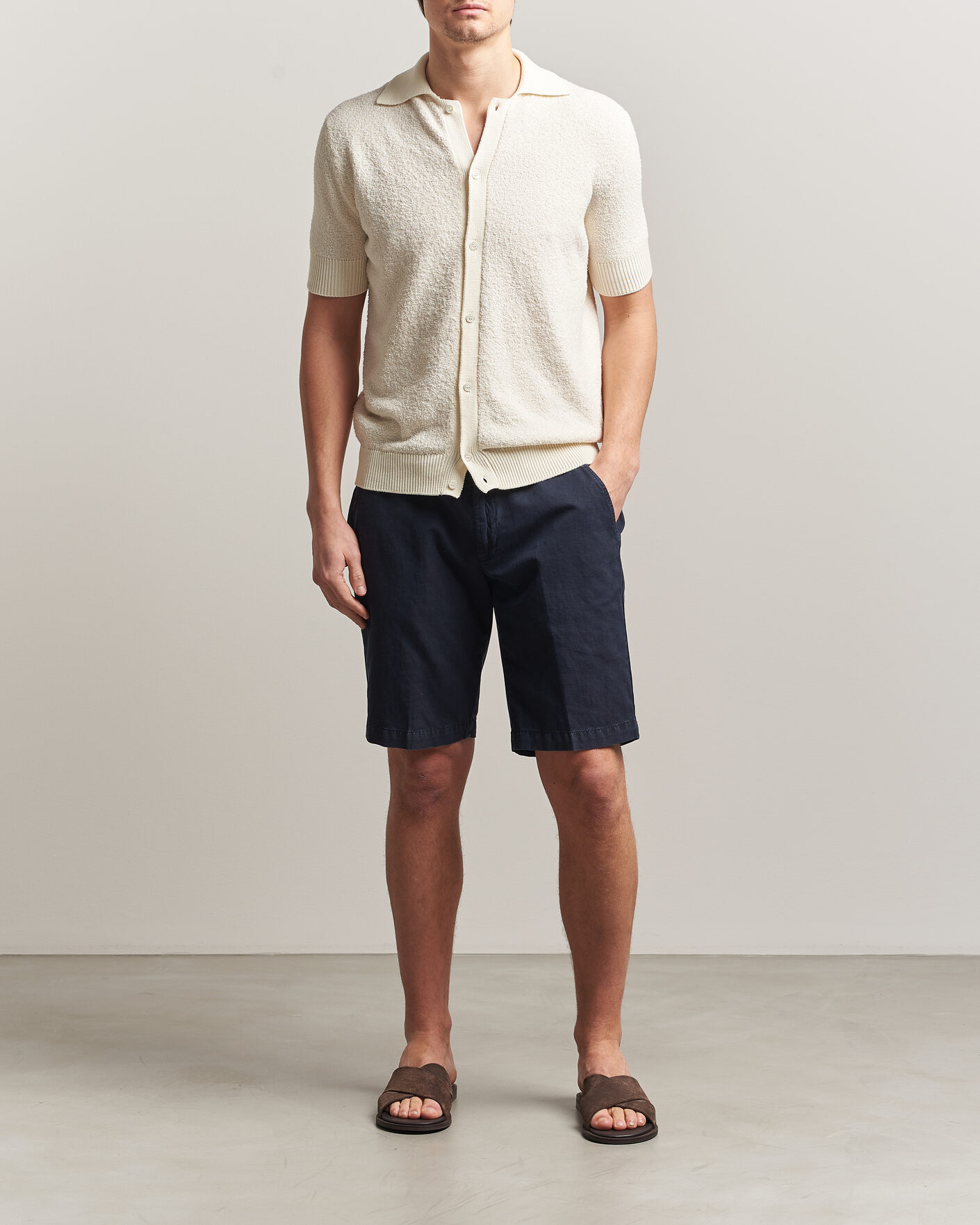 Mies | Kauluspaidat | Altea | Soft Boucle Resort Shirt Off White