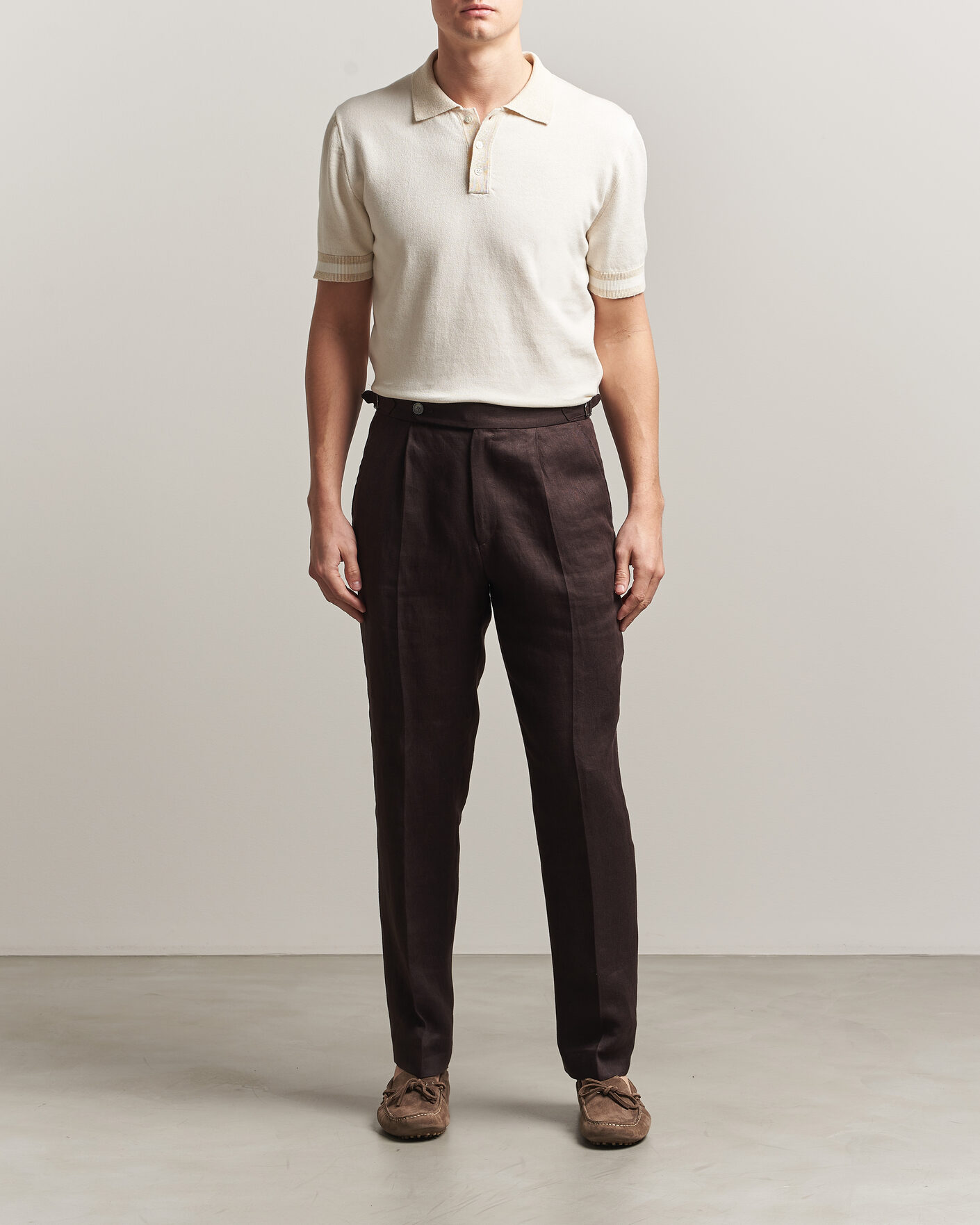 Mies | Pikeet | Altea | Cotton/Linen Piquet Polo Off White