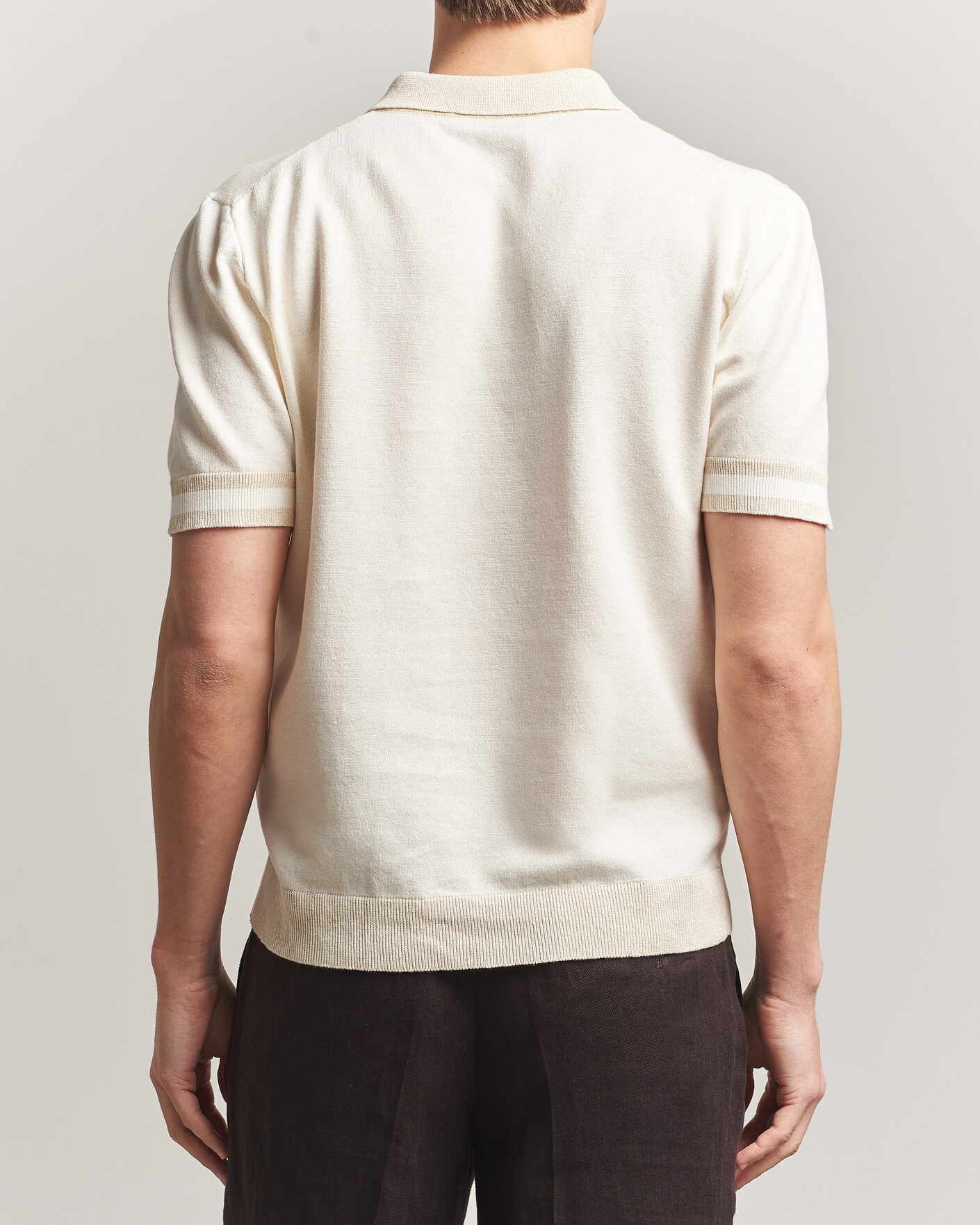 Mies | Pikeet | Altea | Cotton/Linen Piquet Polo Off White