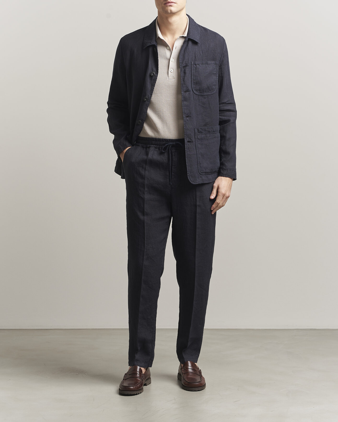 Mies | Takit | Altea | Linen Chore Jacket Navy