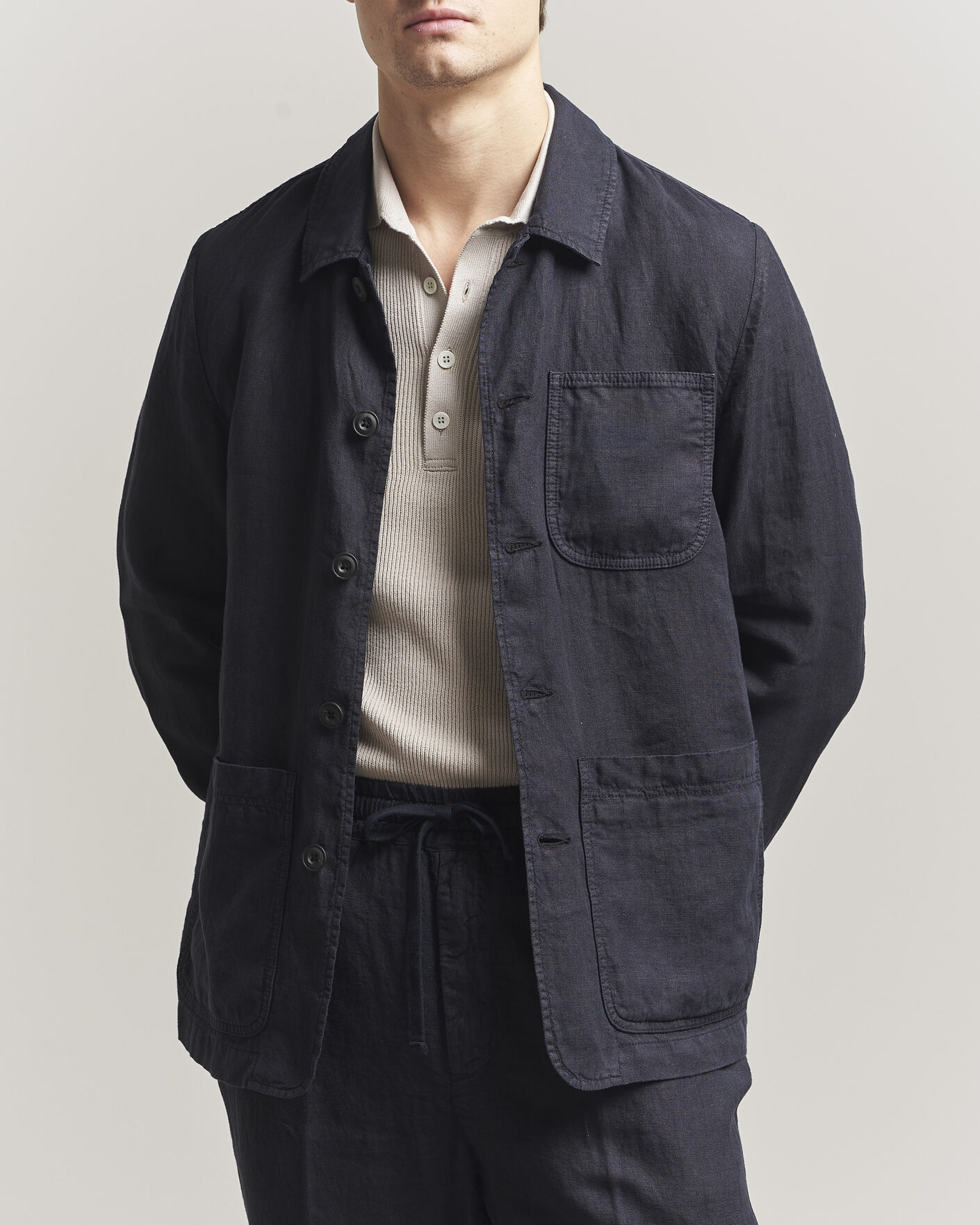 Mies | Takit | Altea | Linen Chore Jacket Navy