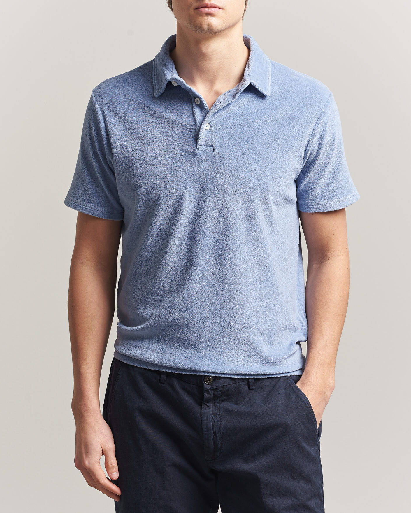 Mies | Pikeet | Altea | Terry Cotton Polo Light Blue