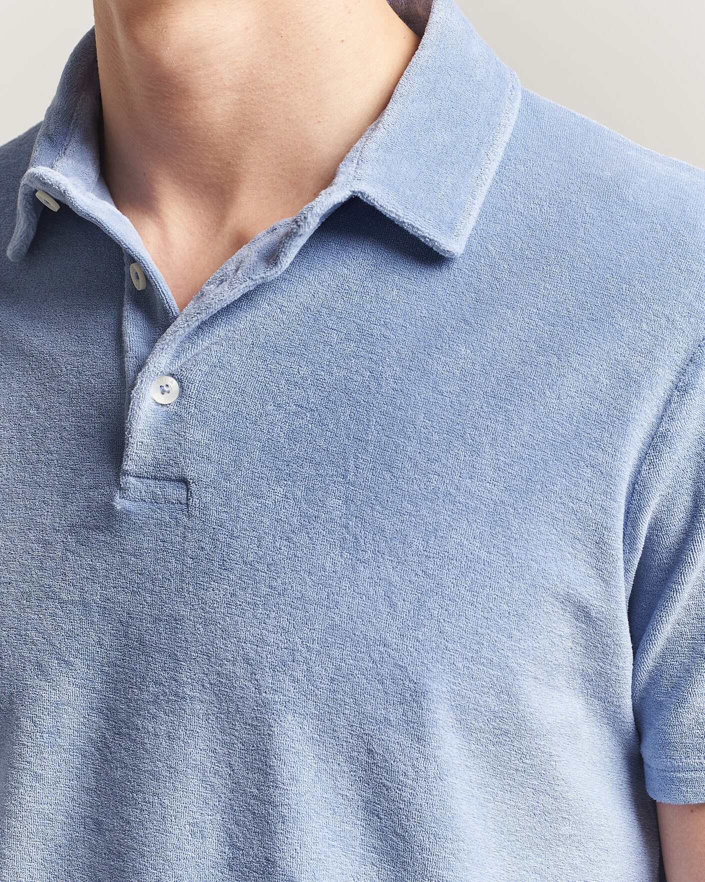 Mies | Pikeet | Altea | Terry Cotton Polo Light Blue