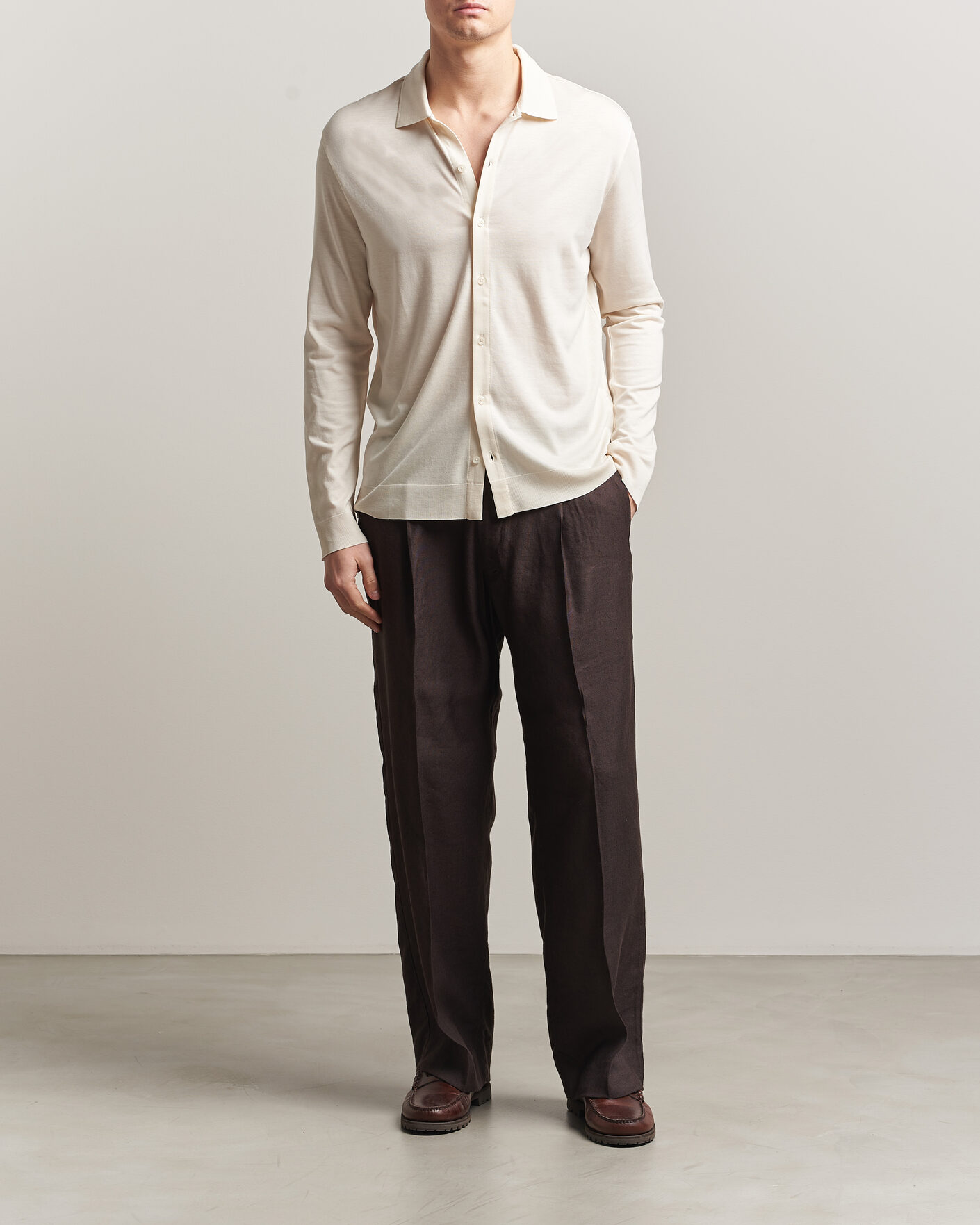 Mies | Kauluspaidat | Altea | Jersey Knit Shirt Off White
