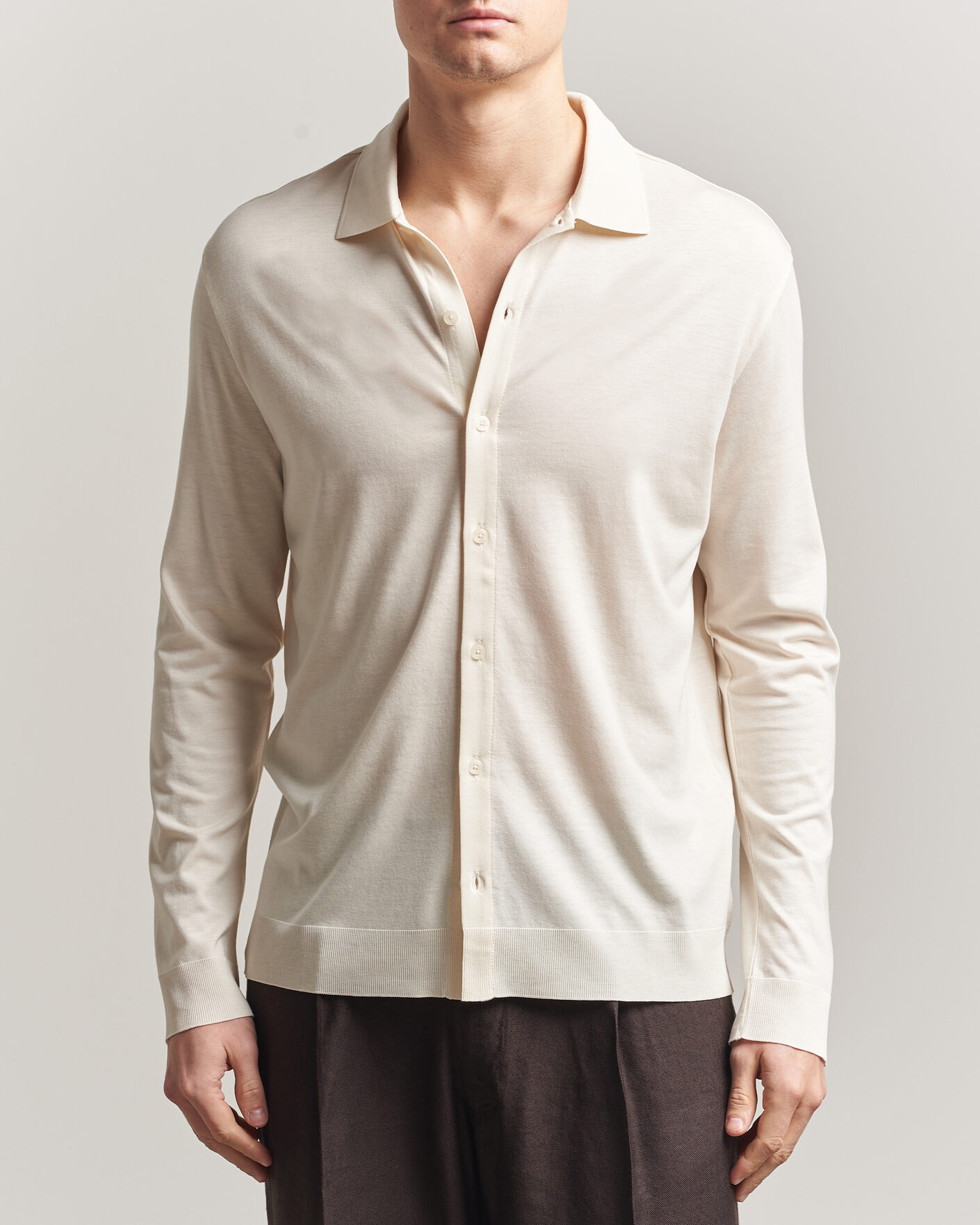 Mies | Kauluspaidat | Altea | Jersey Knit Shirt Off White
