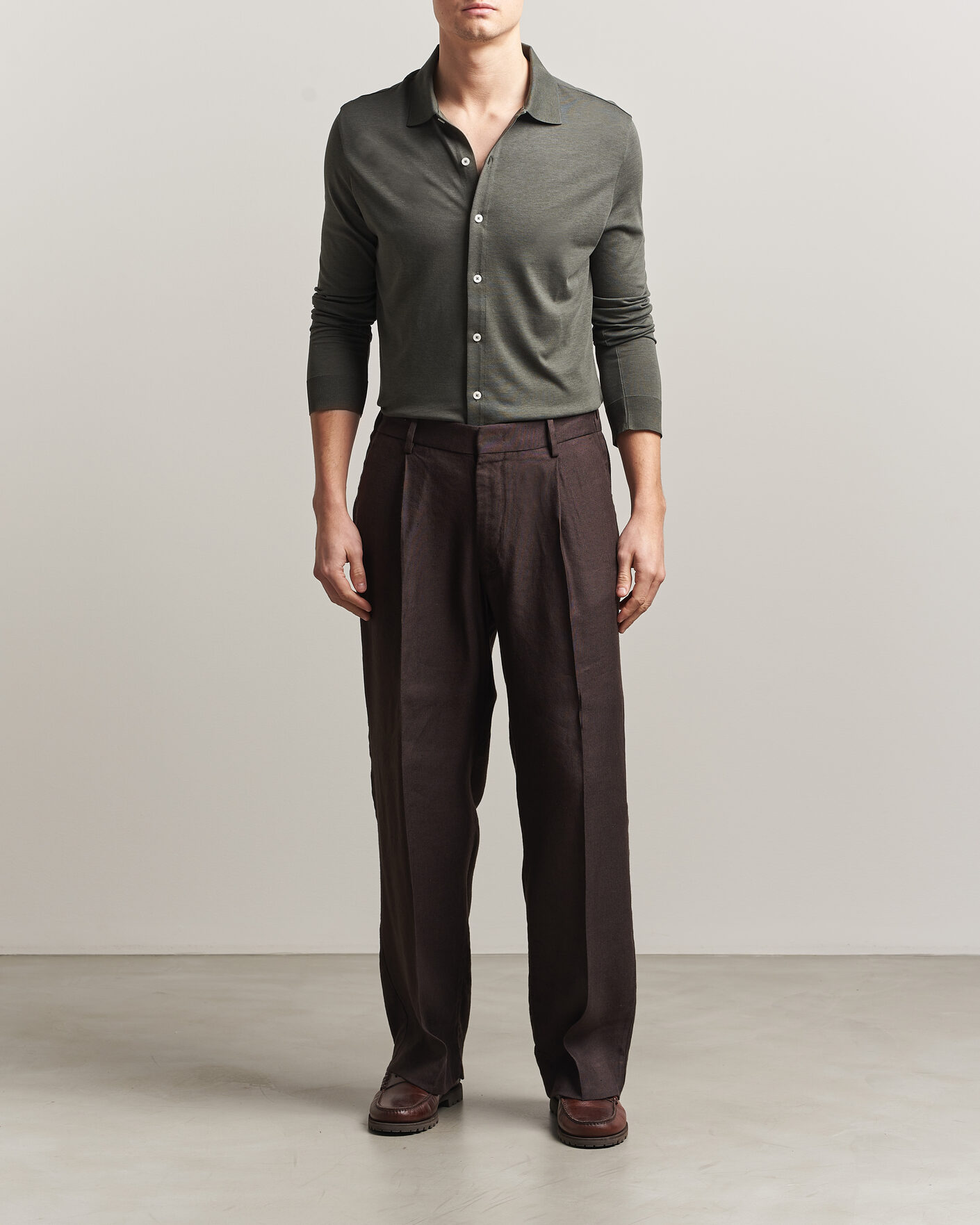 Mies | Kauluspaidat | Altea | Jersey Knit Shirt Olive