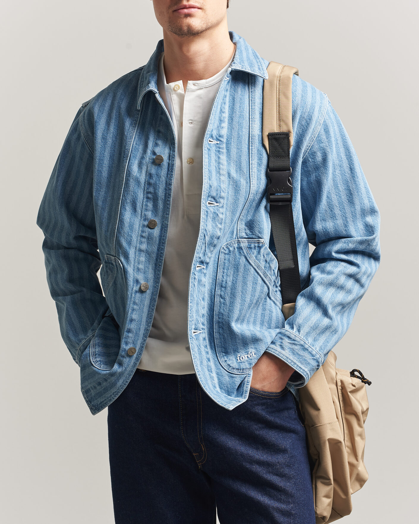 Mies | Kauluspaidat | Forét | Berry Denim Overshirt Striped Denim
