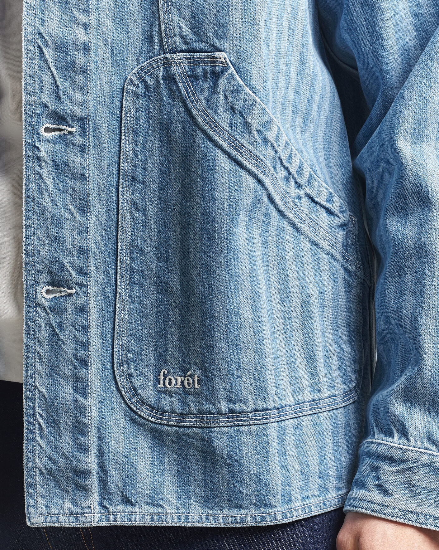Mies | Kauluspaidat | Forét | Berry Denim Overshirt Striped Denim