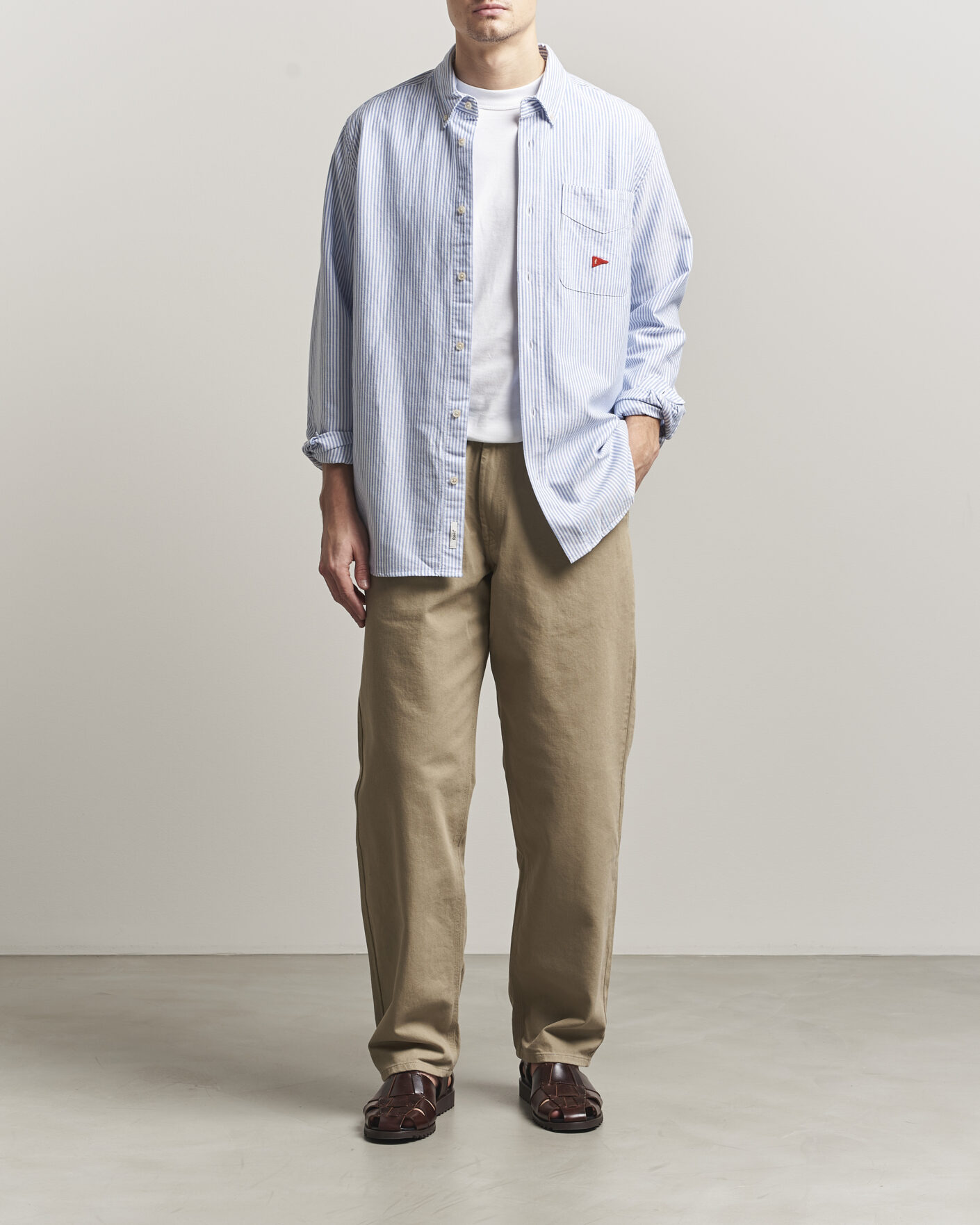 Mies | Kauluspaidat | Forét | Flag Regular Fit Pocket Oxford Shirt Blue Stripe