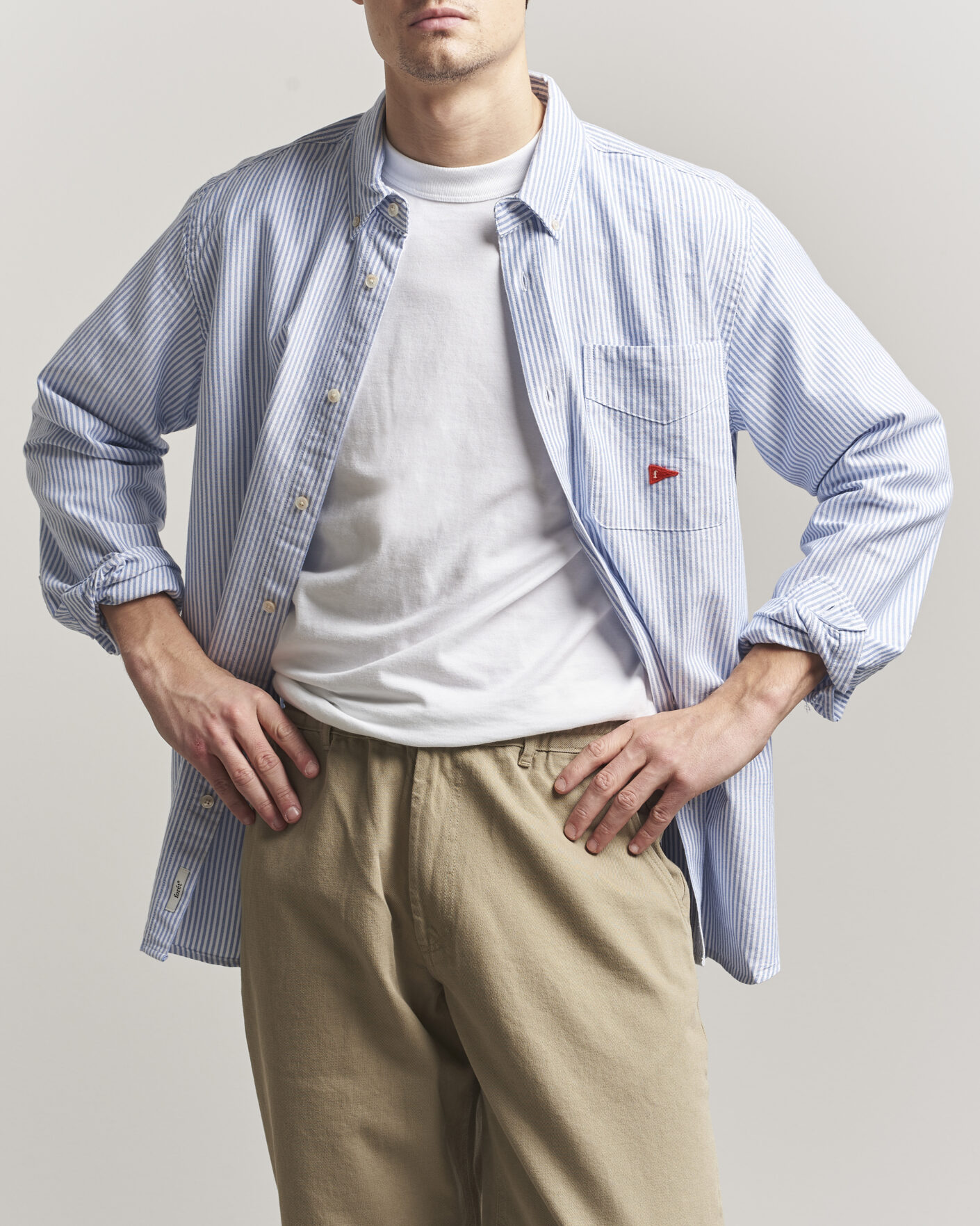 Mies | Kauluspaidat | Forét | Flag Regular Fit Pocket Oxford Shirt Blue Stripe