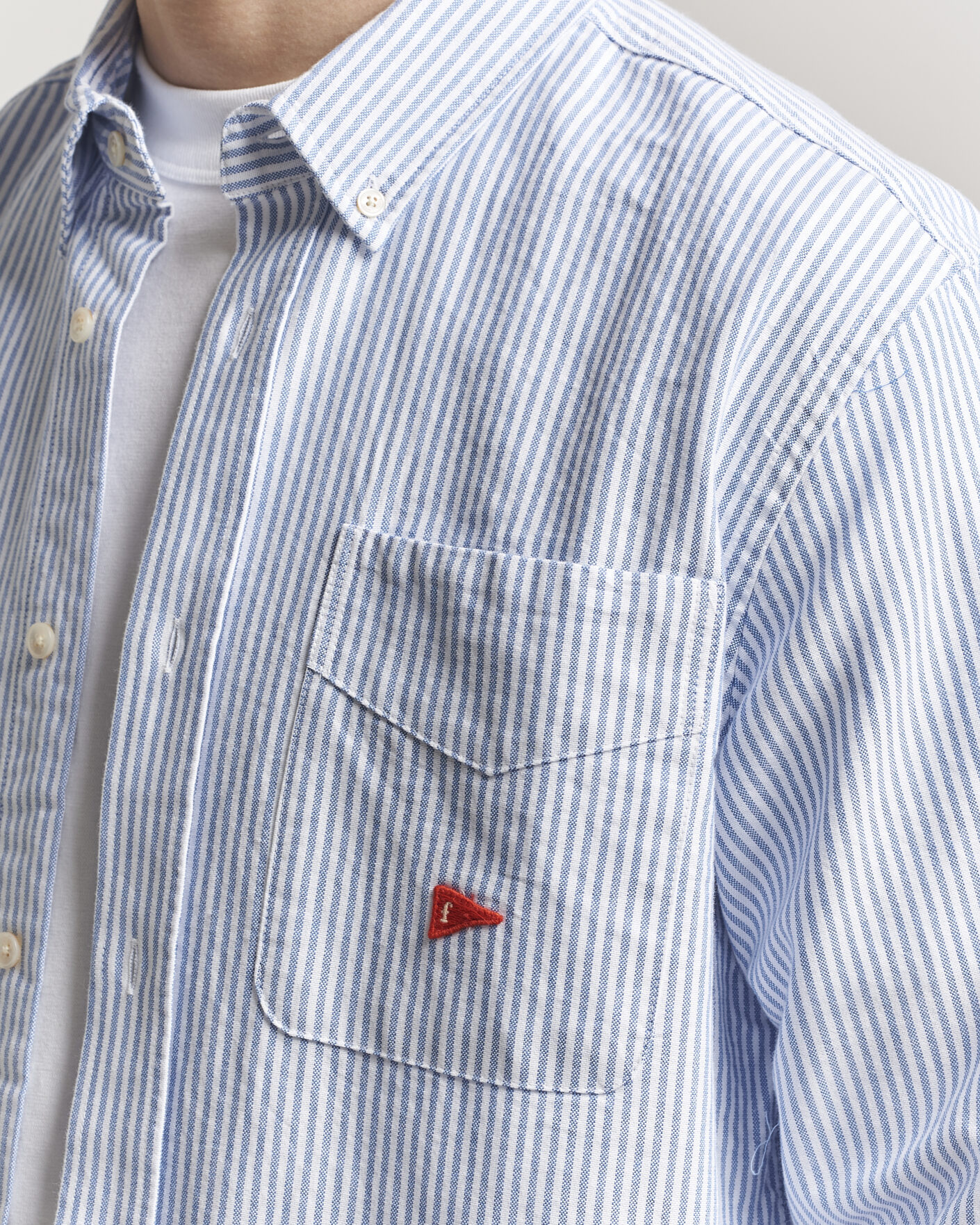 Mies | Kauluspaidat | Forét | Flag Regular Fit Pocket Oxford Shirt Blue Stripe