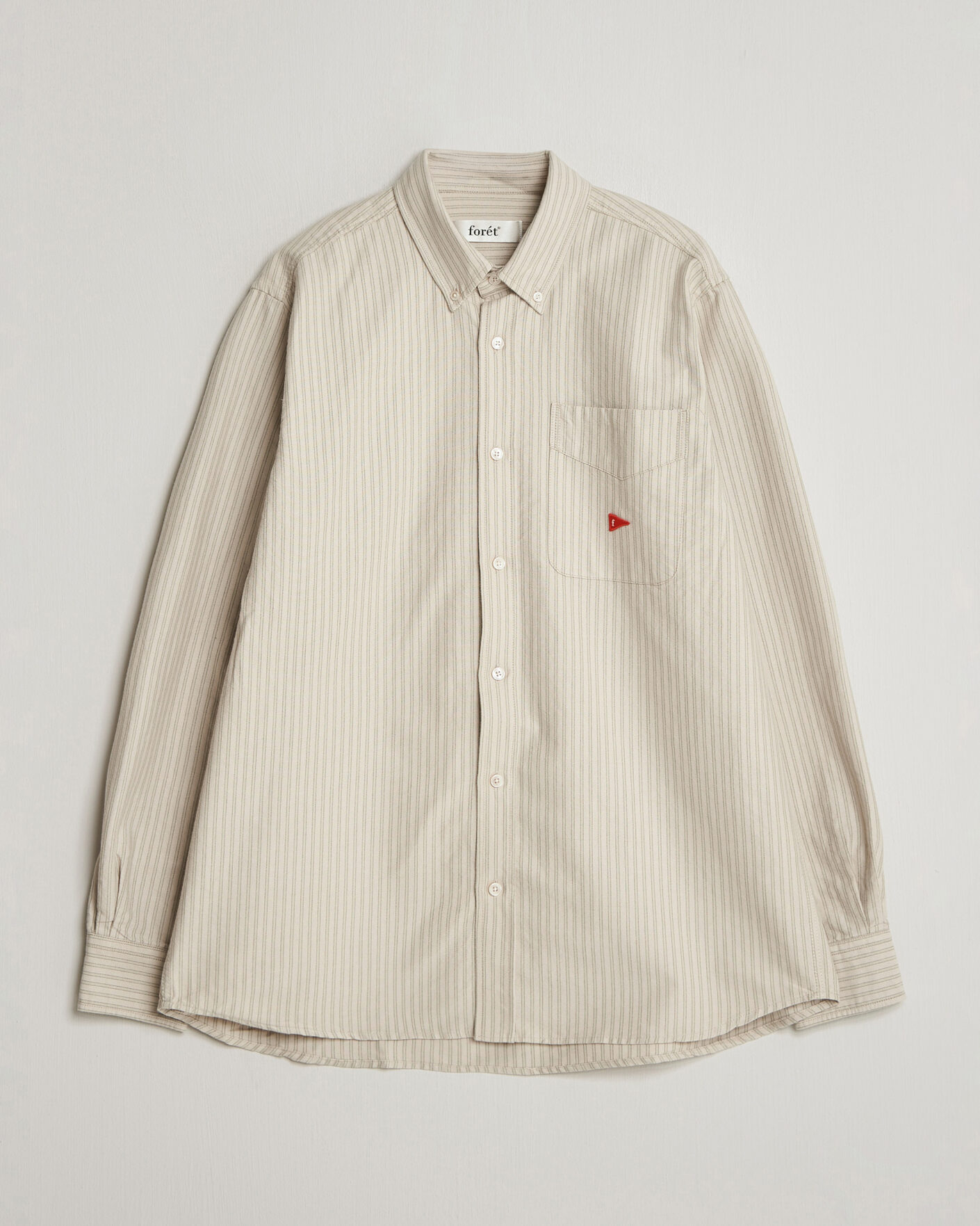Mies | Kauluspaidat | Forét | Flag Regular Fit Pocket Oxford Shirt Taupe Stripe
