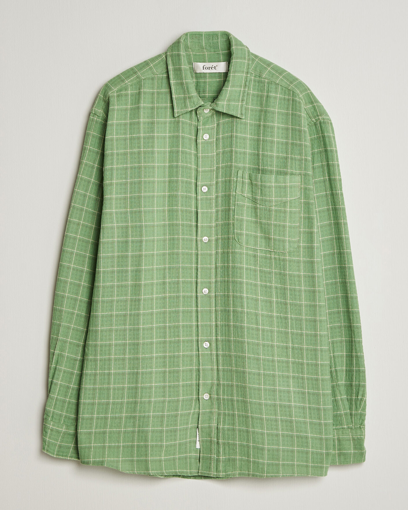 Mies | Kauluspaidat | Forét | Scout Relaxed Fit Loose Weave Shirt Vibrant Moss