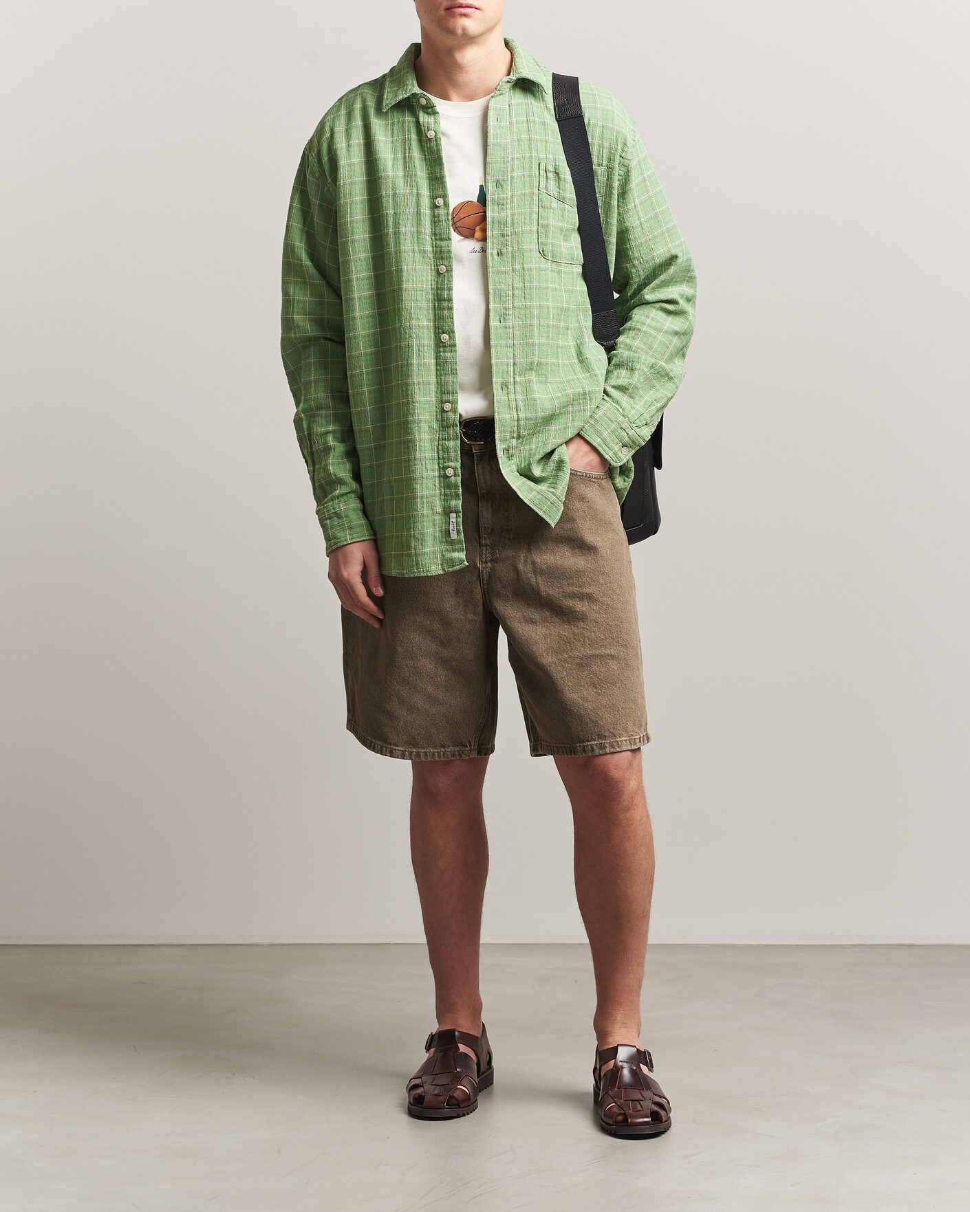 Mies | Kauluspaidat | Forét | Scout Relaxed Fit Loose Weave Shirt Vibrant Moss
