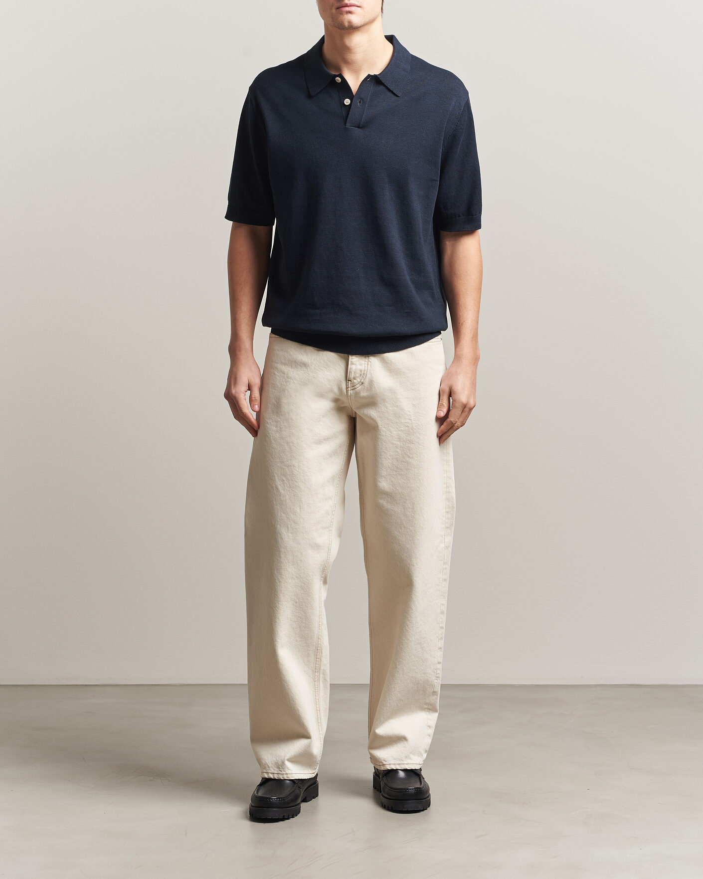 Mies | Pikeet | Forét | Sea Cotton/Linen Polo Navy