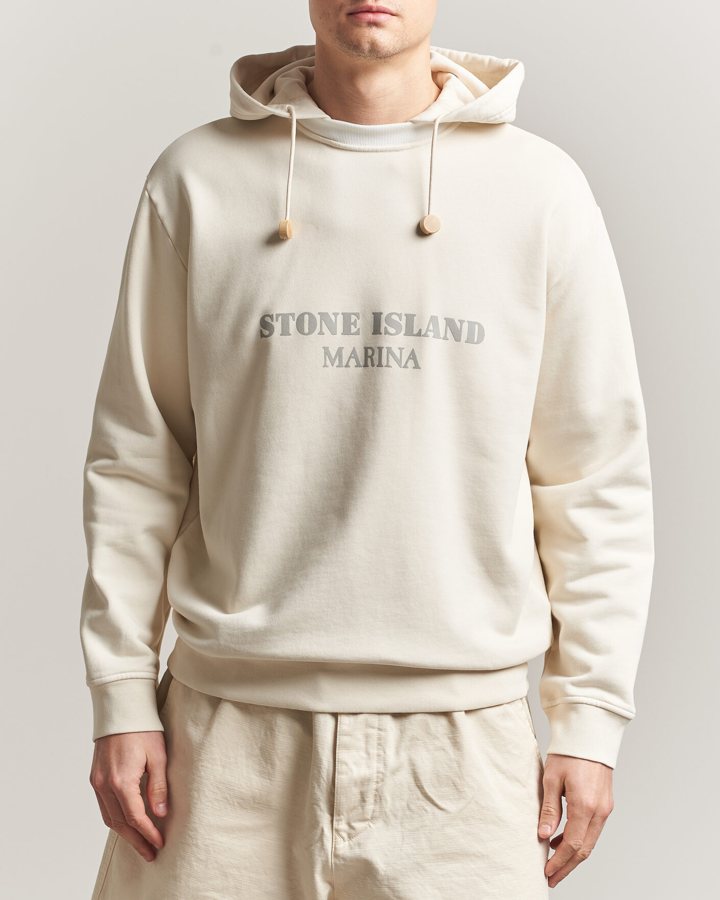 Mies | Puserot | Stone Island | Marina Cotton Fleece Hood Ivory