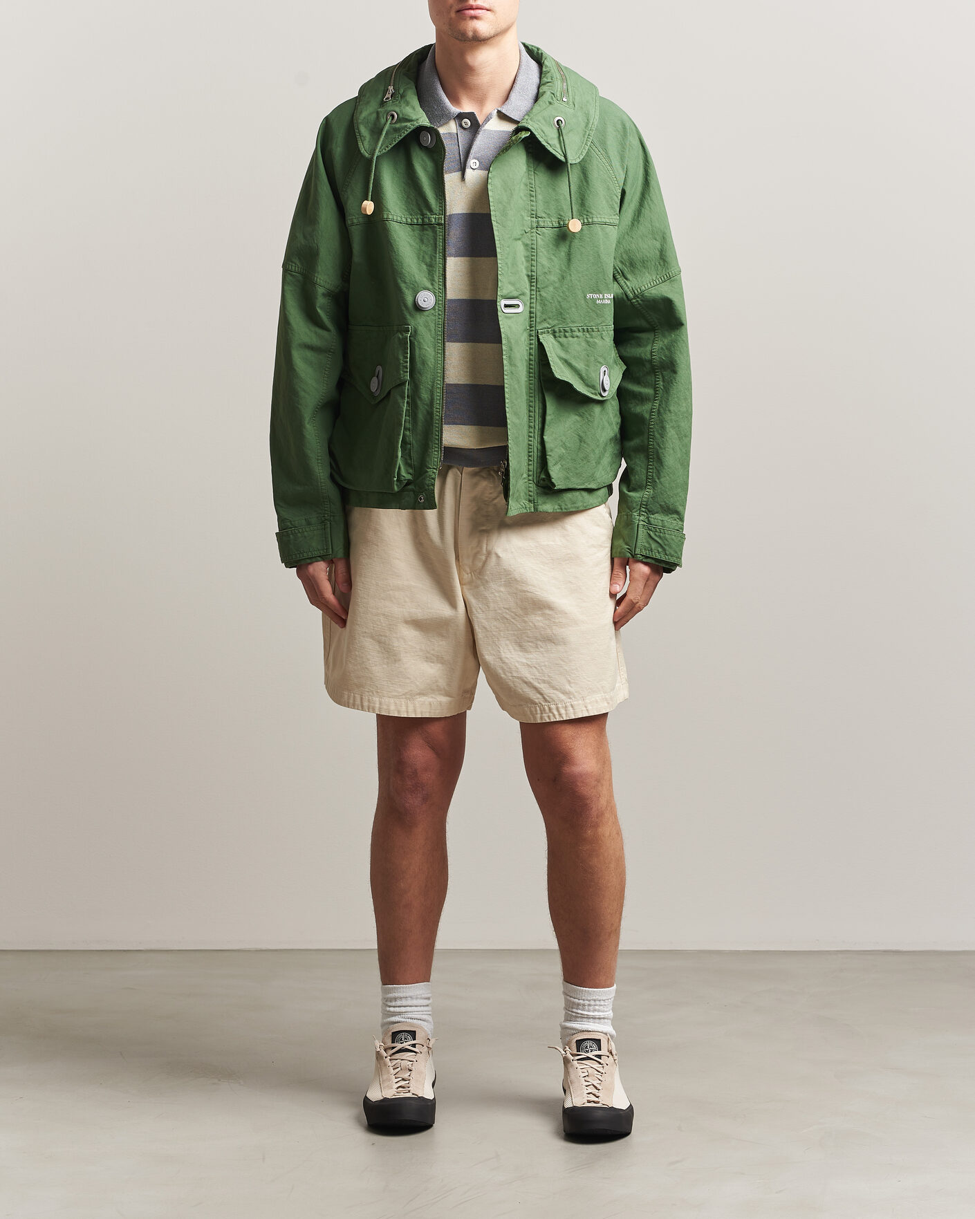 Mies | Takit | Stone Island | Marina Panama Weave Coach Jacket Quartz Green