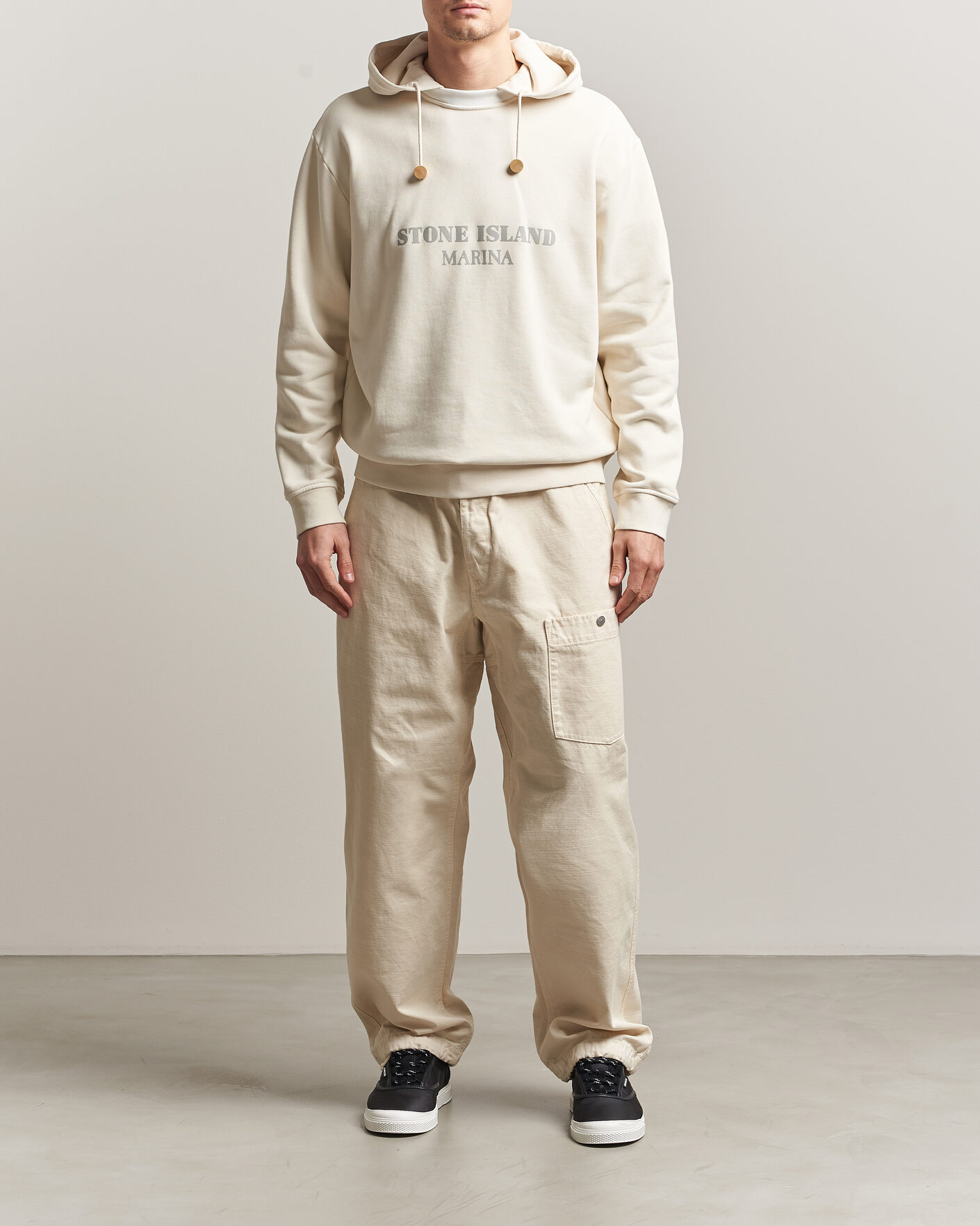 Mies | Housut | Stone Island | Marina Cotton Twill Trousers Ivory