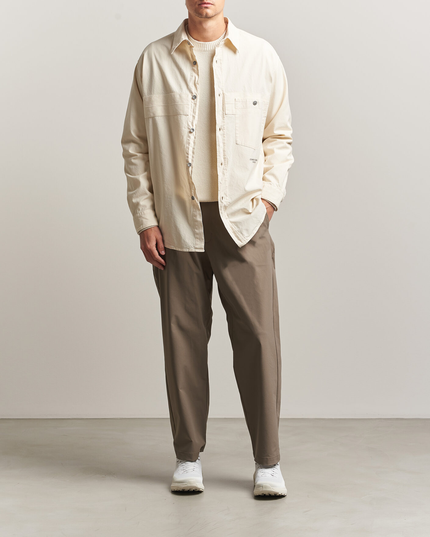 Mies | Kauluspaidat | Stone Island | Marina Cotton Panama Weave Overshirt Ivory