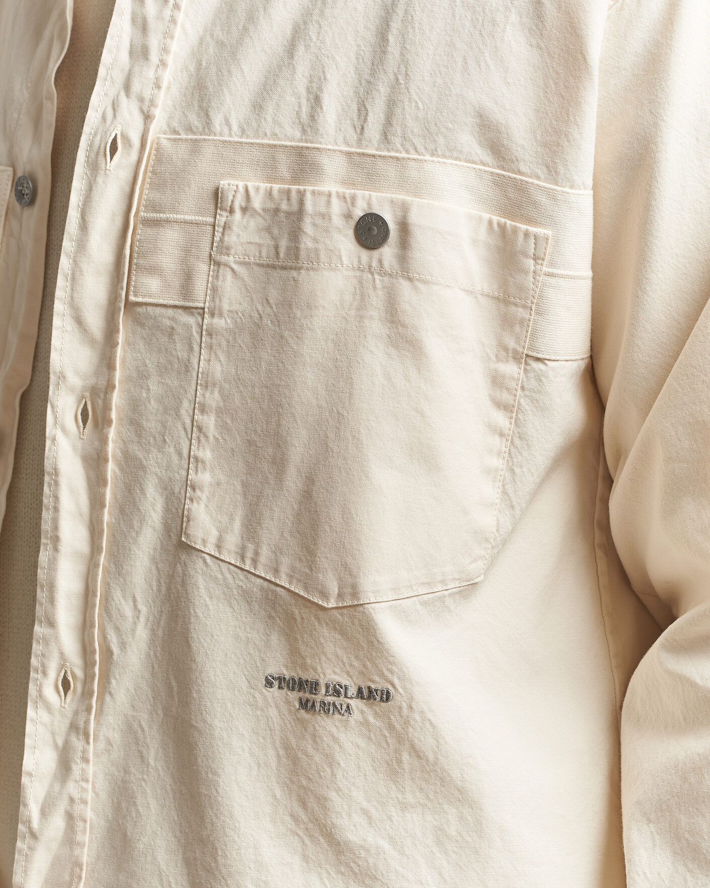 Mies | Kauluspaidat | Stone Island | Marina Cotton Panama Weave Overshirt Ivory