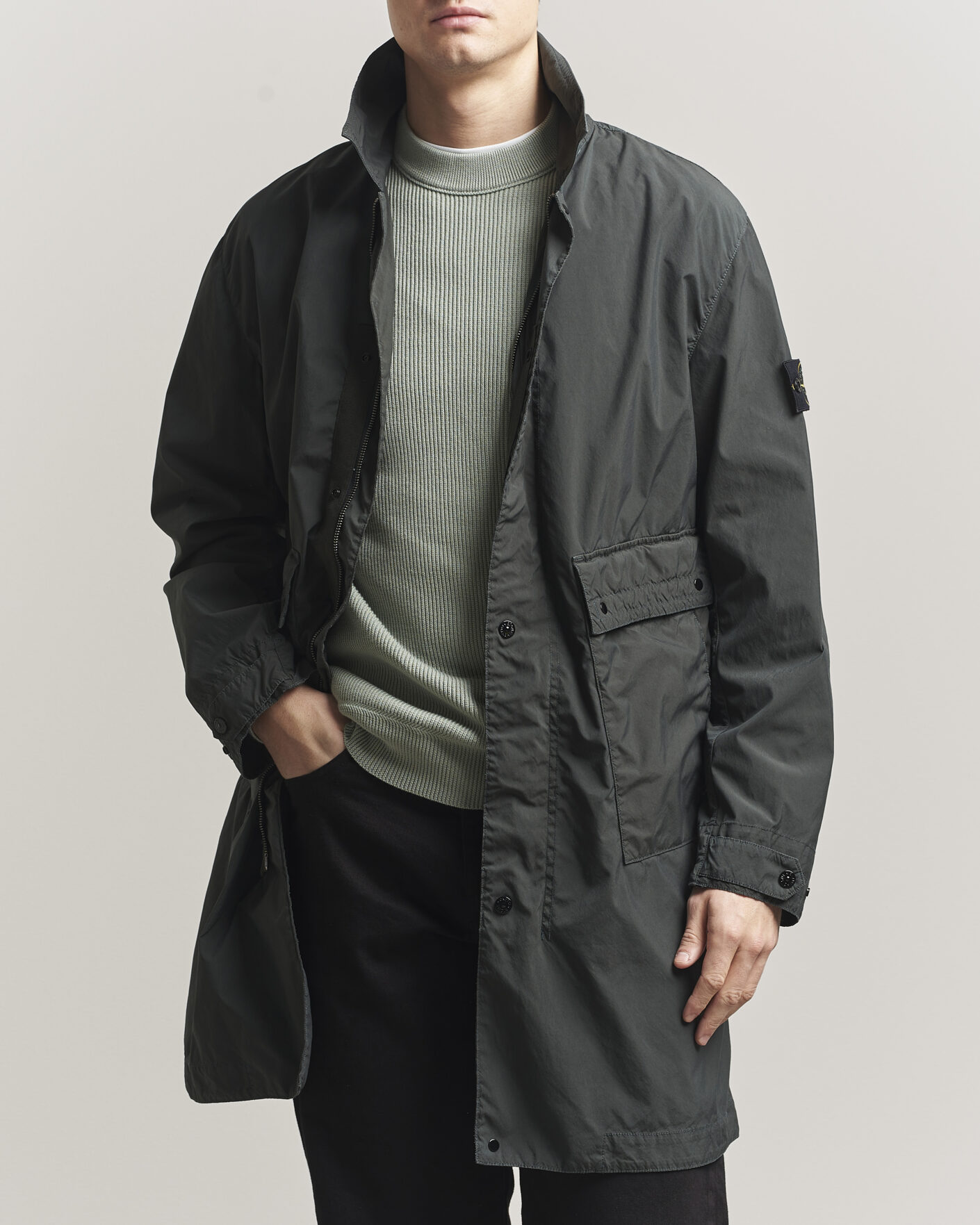Mies | Takit | Stone Island | Light Compact Car Coat Charcoal
