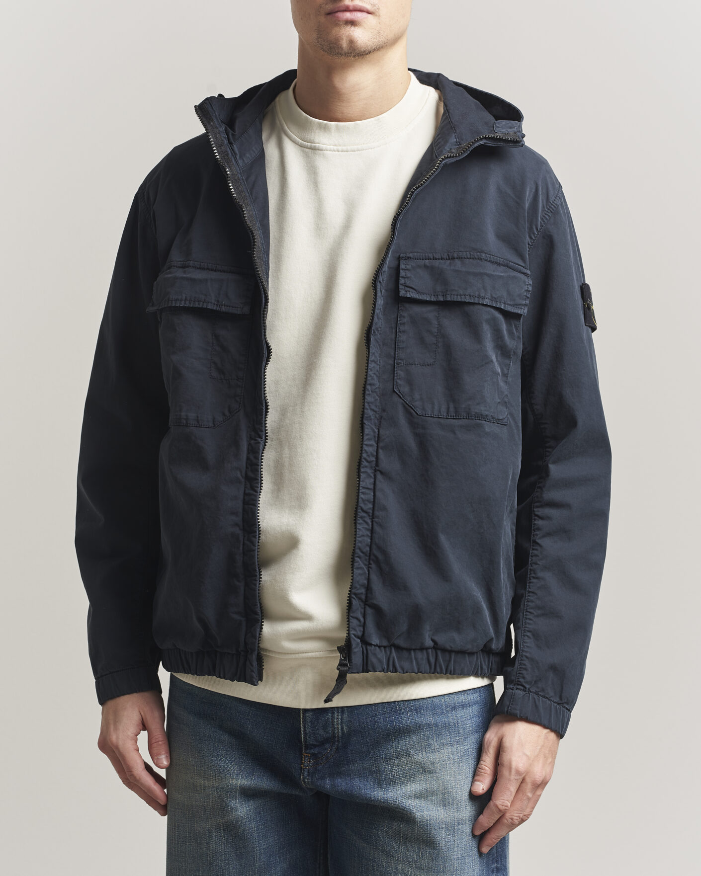 Mies | Takit | Stone Island | Stretch Cotton Twill Hood Jacket Navy