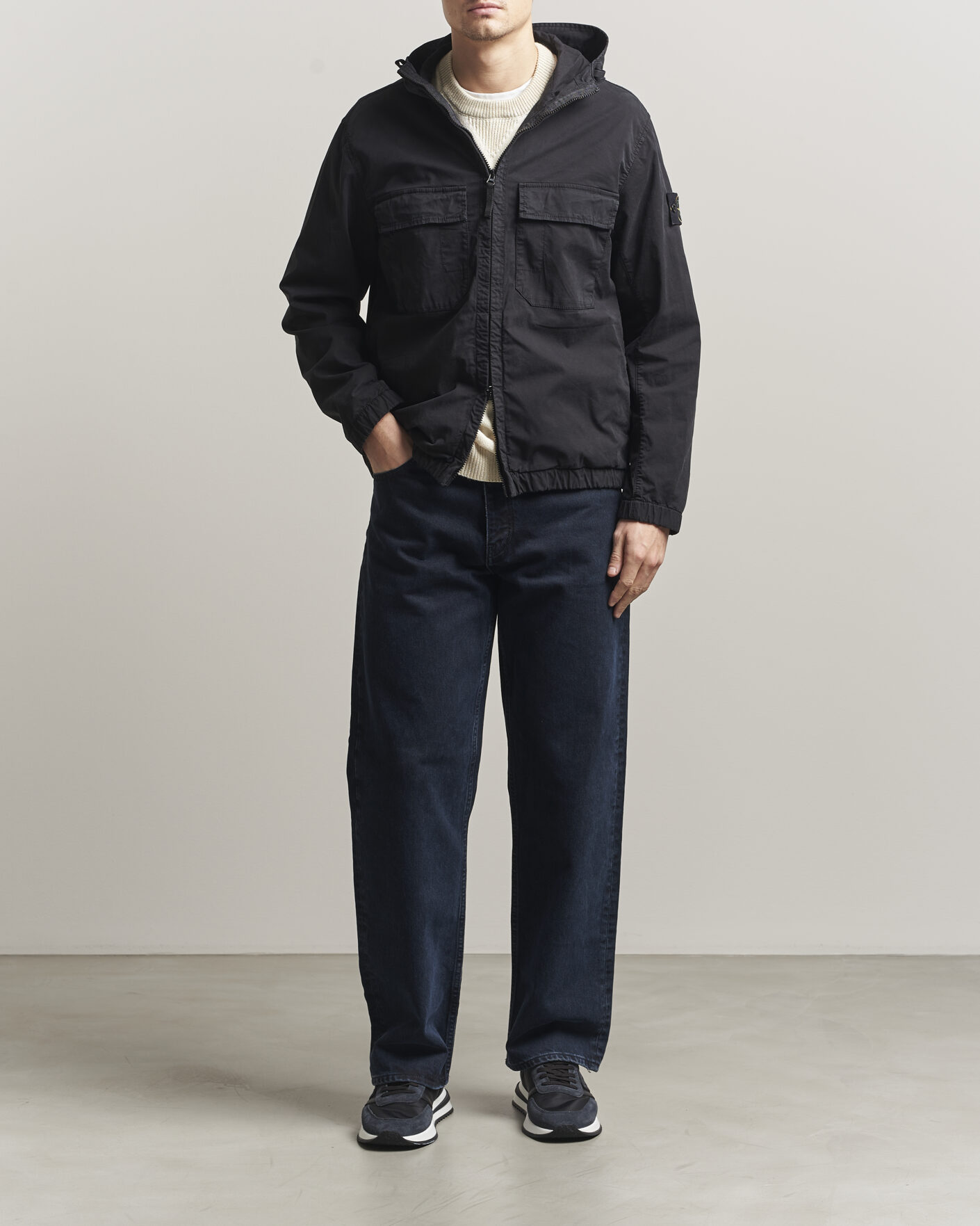 Mies | Takit | Stone Island | Stretch Cotton Twill Hood Jacket Black