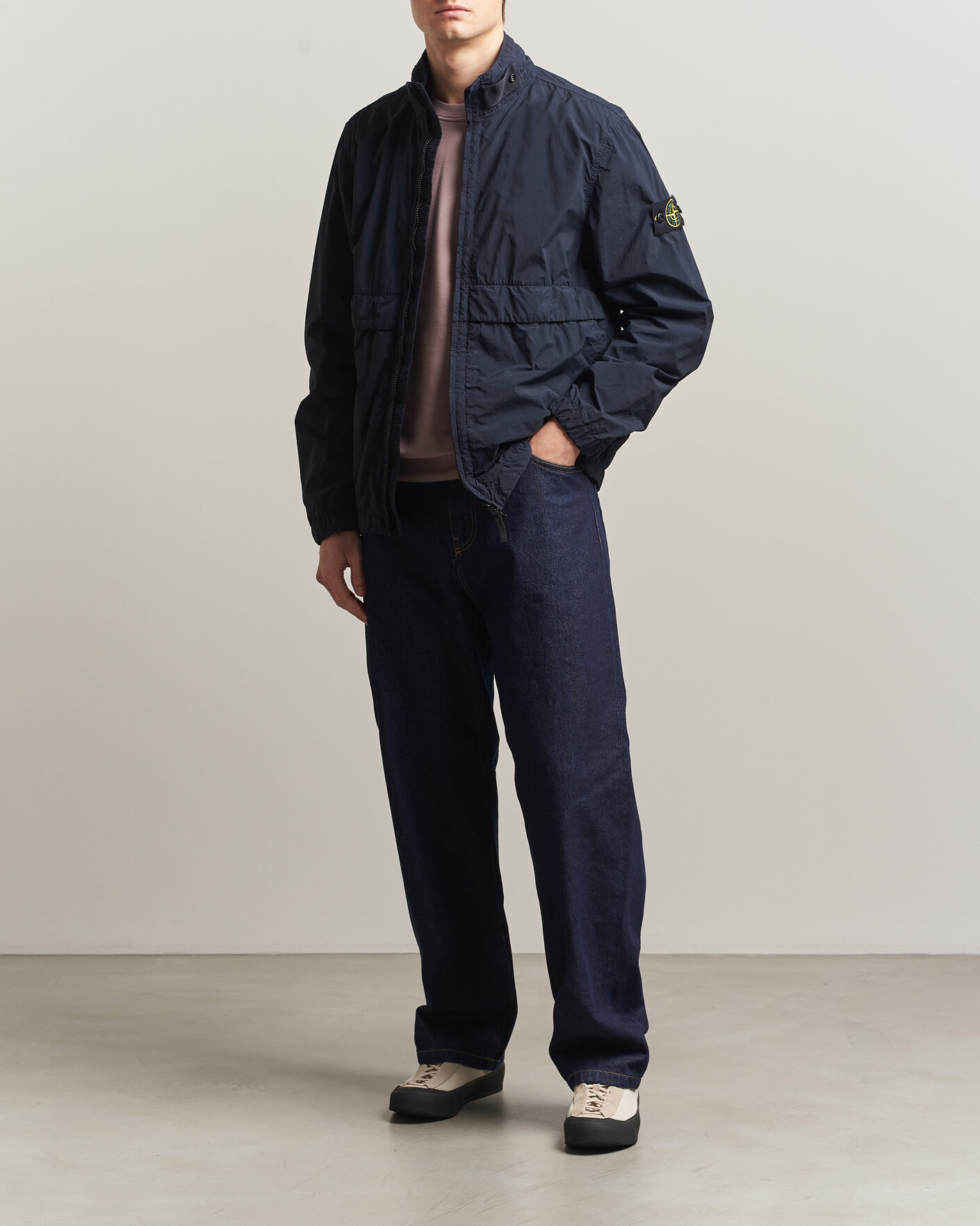 Mies | Takit | Stone Island | Nylon Smerigliato-TC Stand Collar Jacket Navy