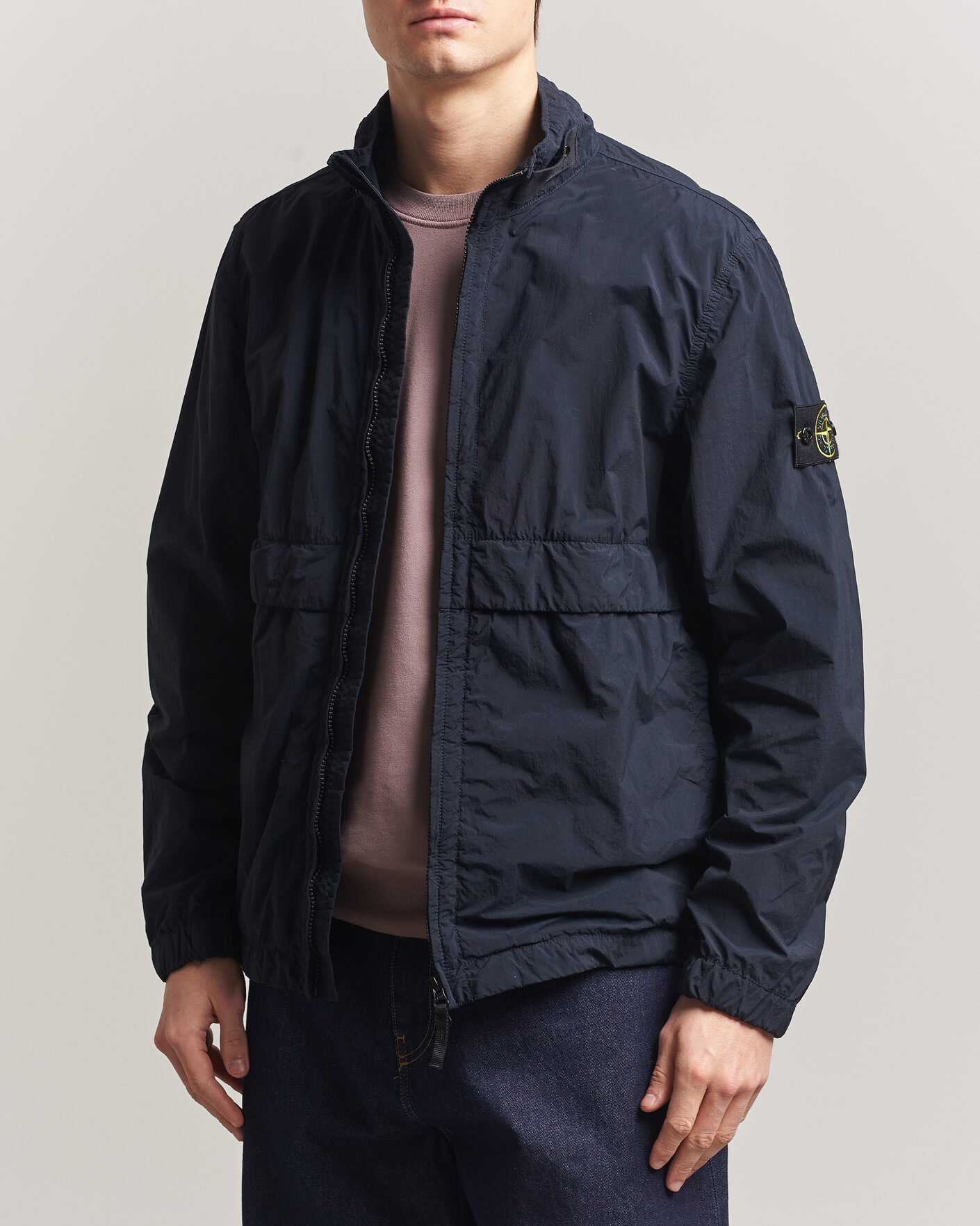 Mies | Takit | Stone Island | Nylon Smerigliato-TC Stand Collar Jacket Navy