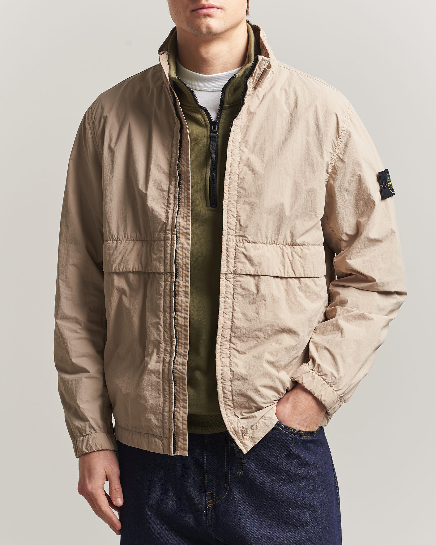 Mies | Takit | Stone Island | Nylon Smerigliato-TC Stand Collar Jacket Desert