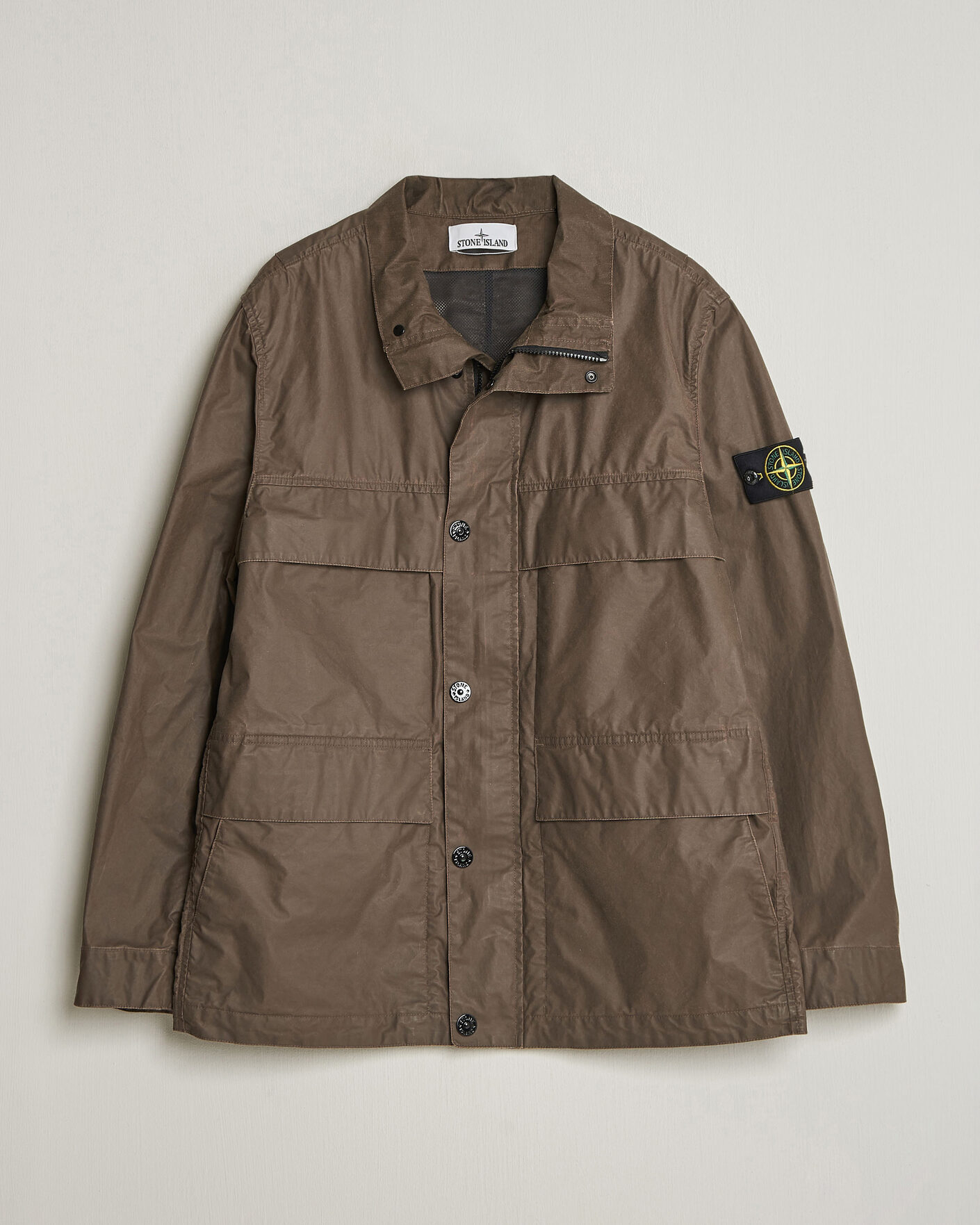 Mies | Takit | Stone Island | Waxed Pigment Cotton Tela Field Jacket Umber