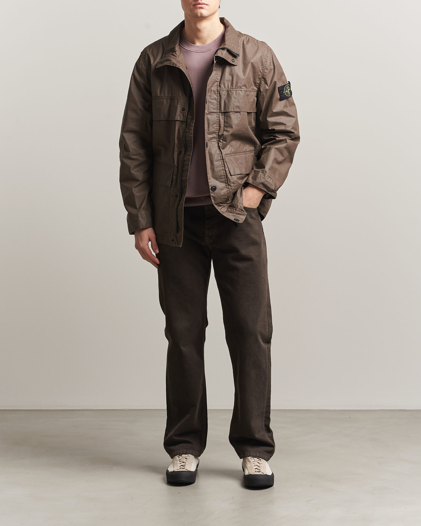 Mies | Takit | Stone Island | Waxed Pigment Cotton Tela Field Jacket Umber