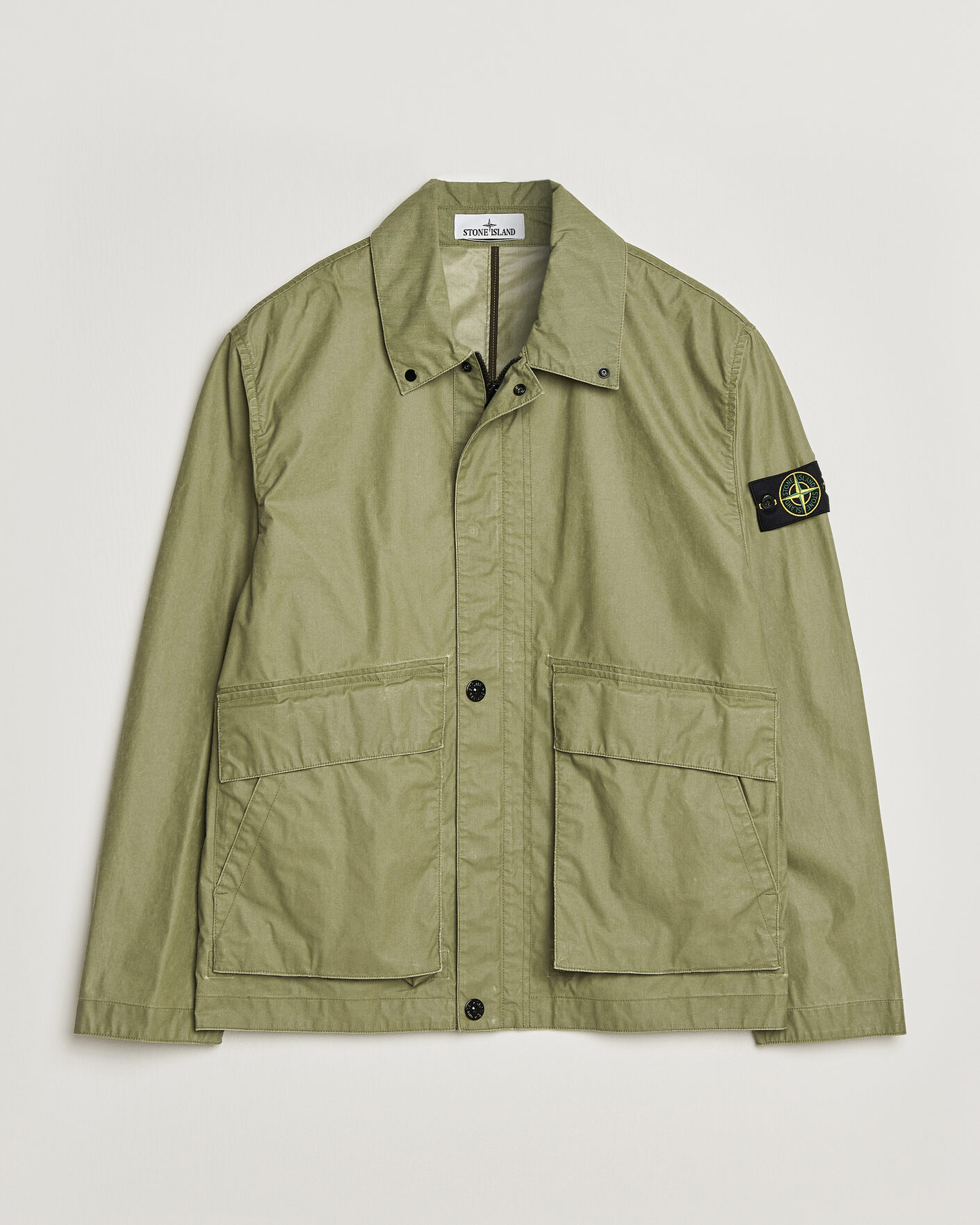 Mies | Takit | Stone Island | Waxed Pigment Cotton Tela Coach Jacket Military Green