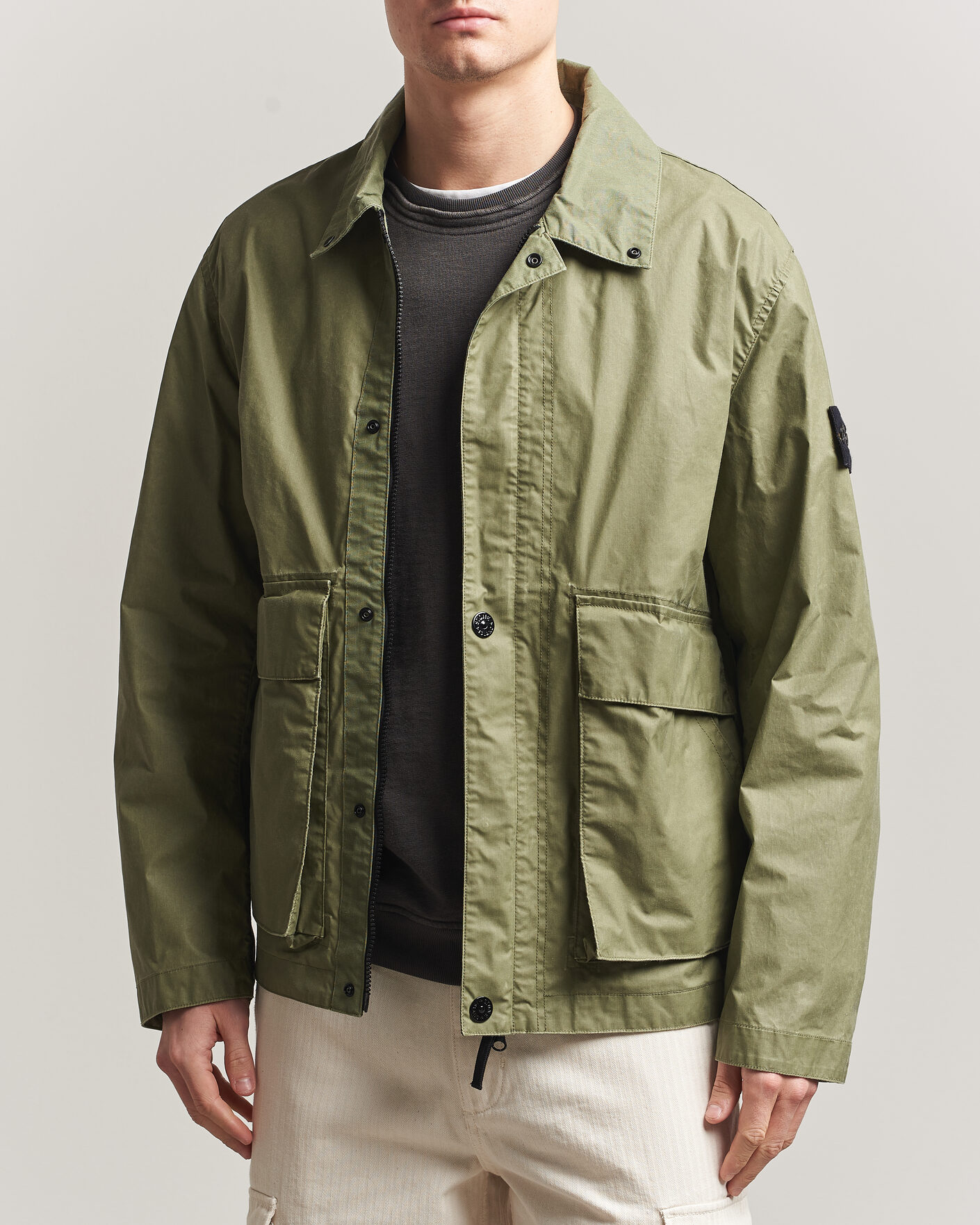 Mies | Takit | Stone Island | Waxed Pigment Cotton Tela Coach Jacket Military Green