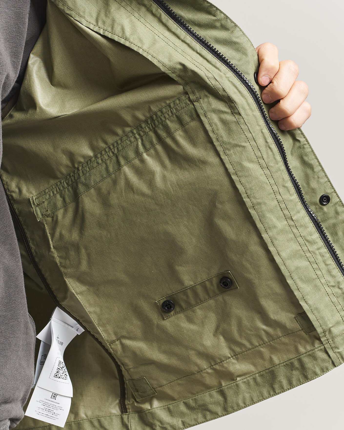 Mies | Takit | Stone Island | Waxed Pigment Cotton Tela Coach Jacket Military Green