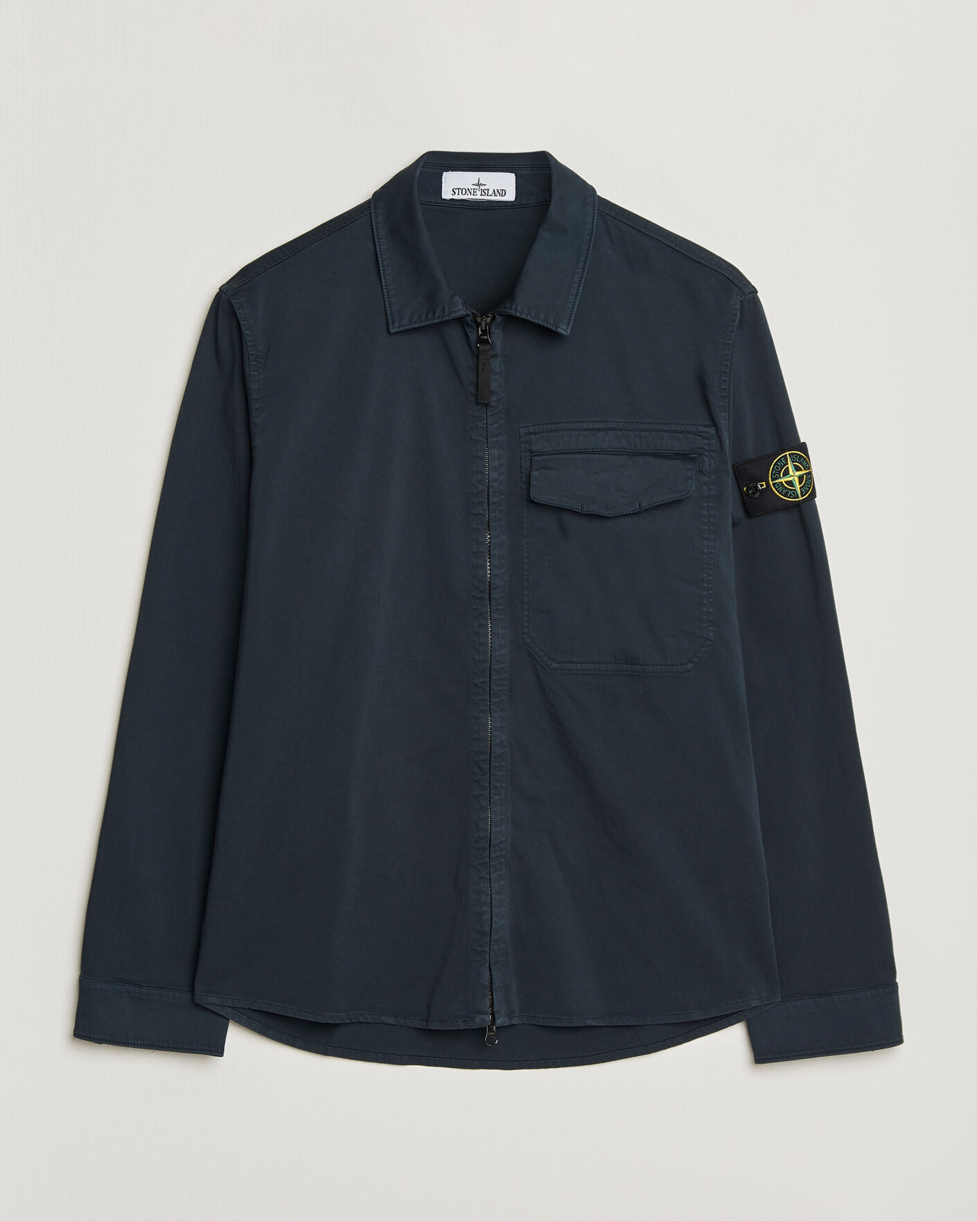 Mies | Kauluspaidat | Stone Island | Cotton Stretch Zip Overshirt Navy